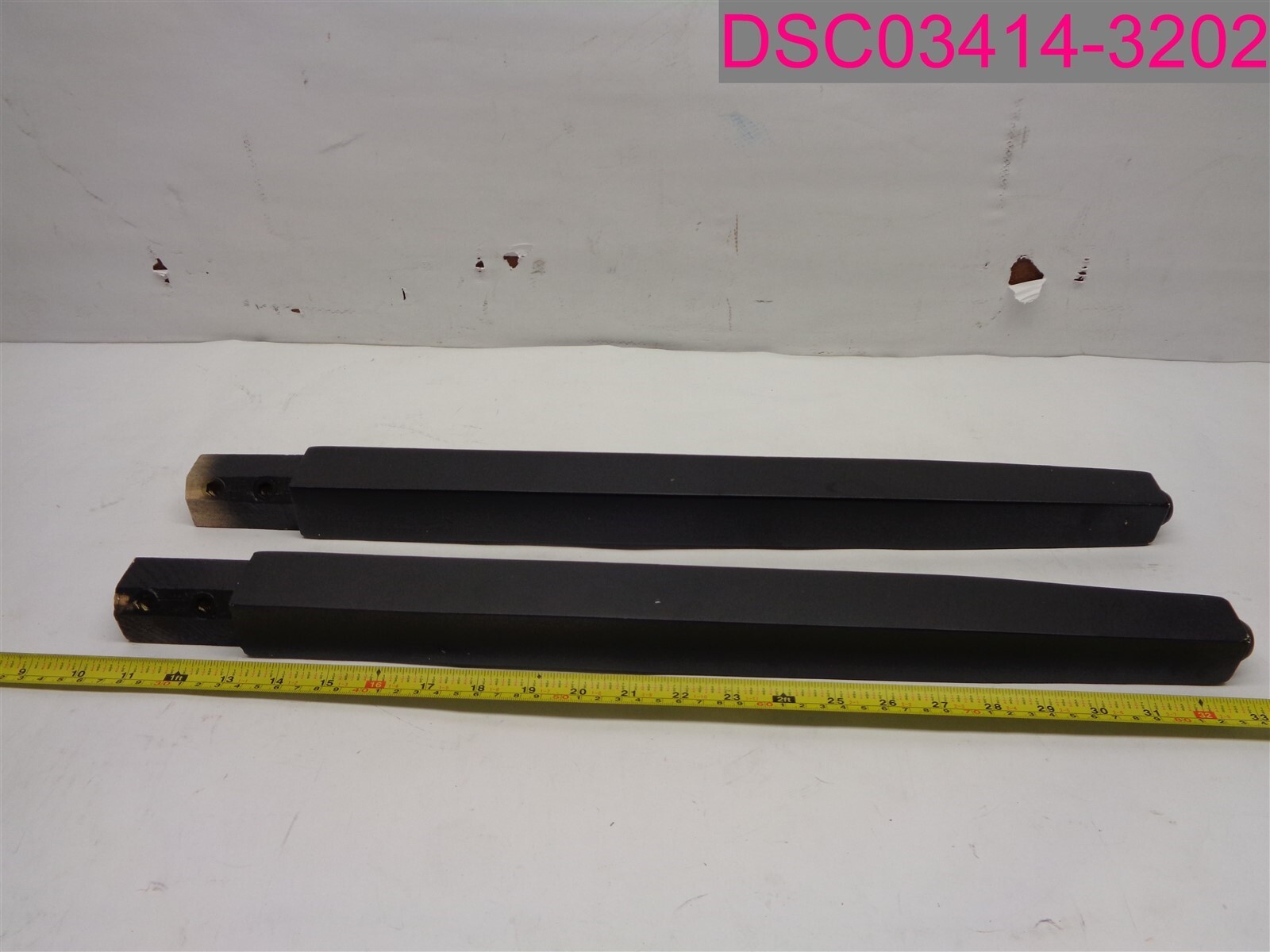 2 Pc. Black Wood Chair Legs w/ Slots for Cross Bars 22-1/2" x 1-9/16" x 1-9/16"