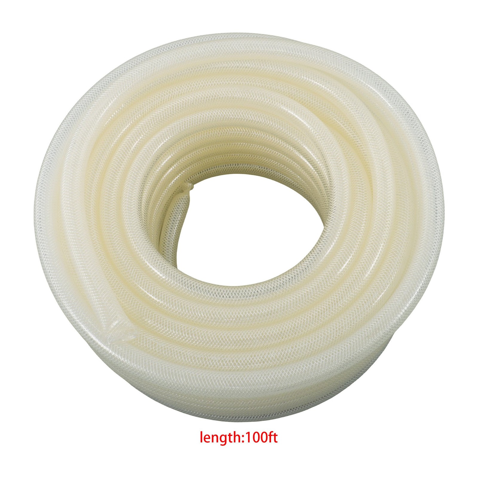 LABLT 100 Ft High Pressure Braided Clear PVC Tube Vinyl Tubing 3/4" × 1" 10Bar