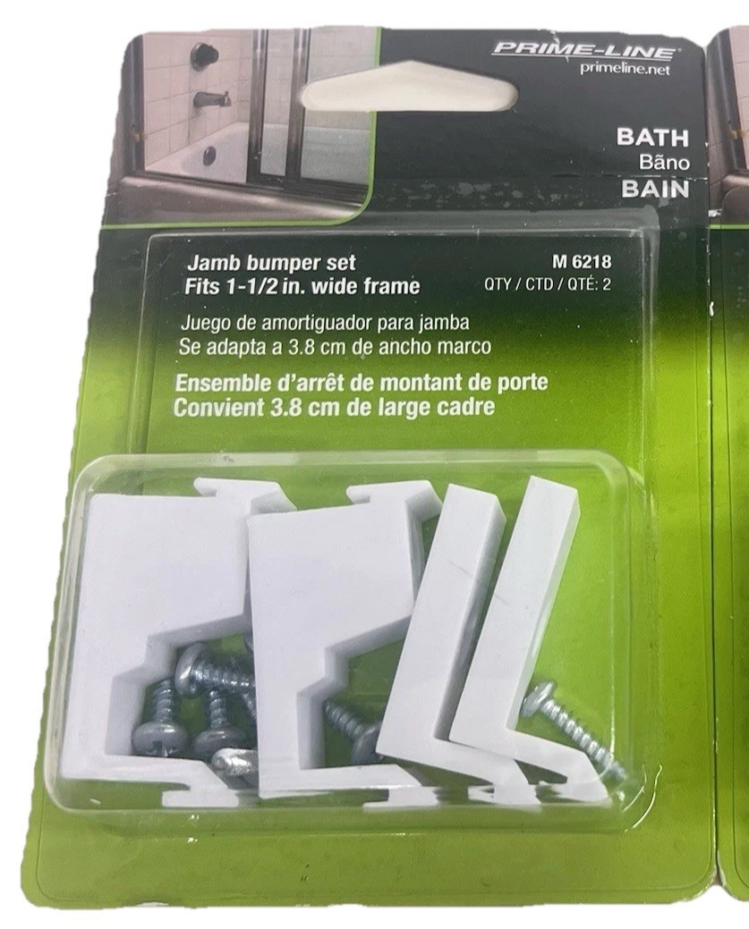 Prime-Line Jamb Bumper Set 1-1/2 in Frame M 6218 White Sliding Shower Door 2pk