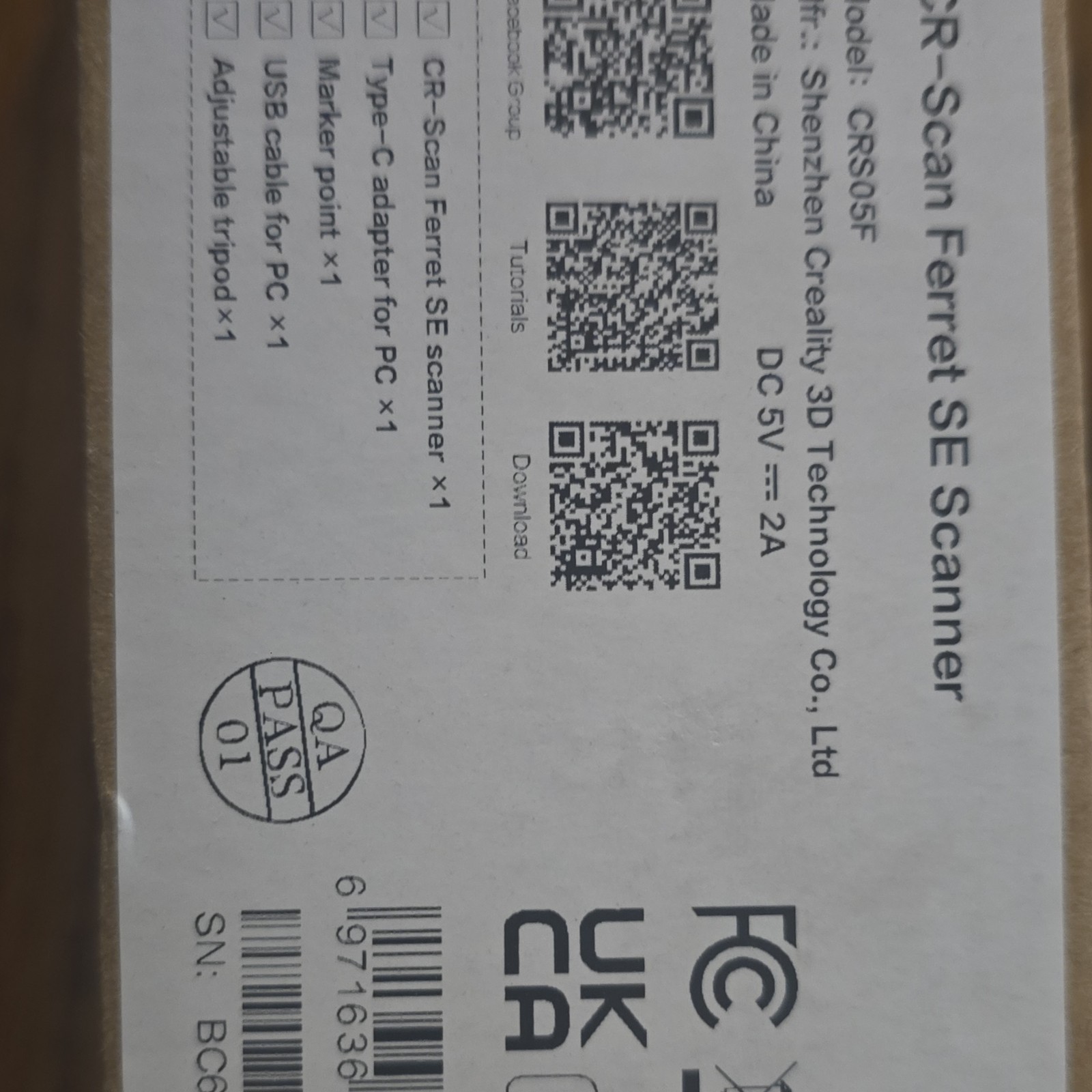 Creality CR-Scan Ferret SE Handheld 3D Scanner CRS05F Type-C USB Interface