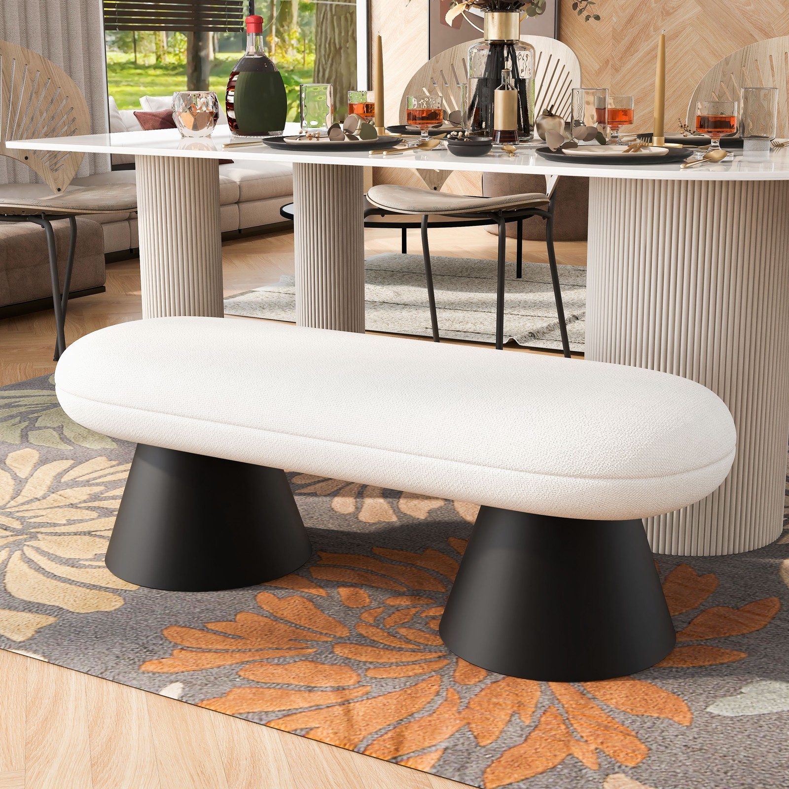 Dining Bench for Dining Room, Upholstered Bedroom End of Bed Entryway Bench