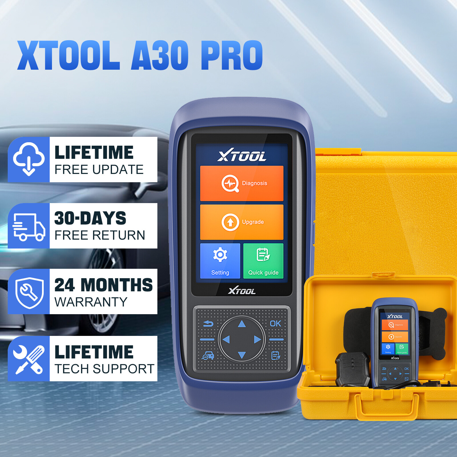 XTOOL A30 PRO Full OBD2 Diagnostic Scanner K!ey Coding ABS SAS Full System Scan