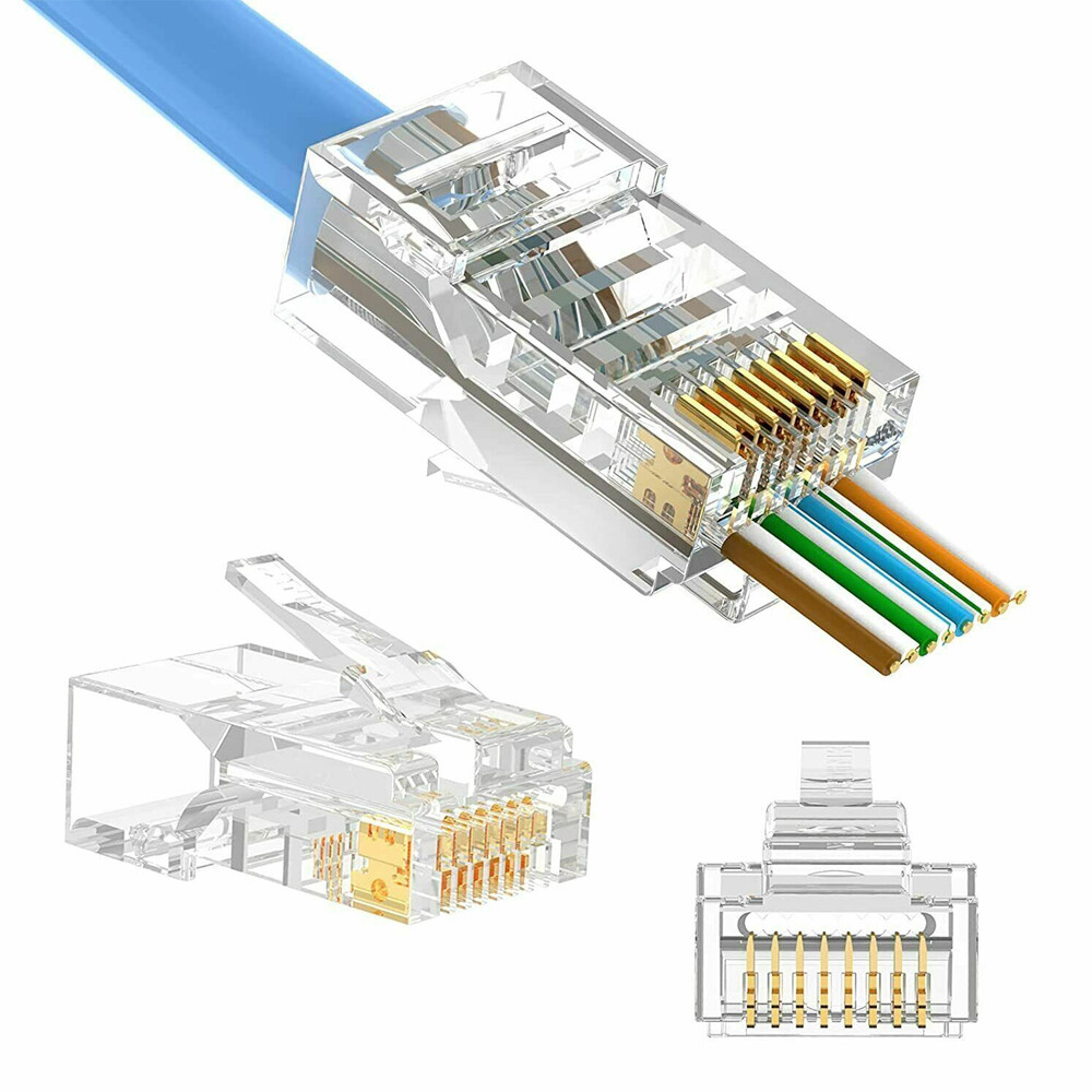 1000PCS CAT6 RJ45 Pass Through Network Cable Modular Plug Connector Open End