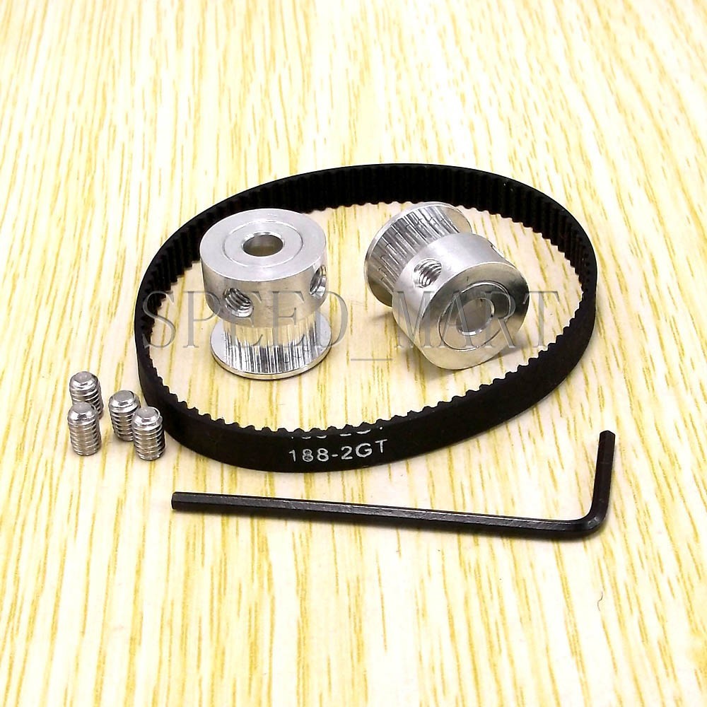 RepRap 2X GT2 15T 5mm Bore Pulleys & 188-2GT Timing Belt Prusa Mendel 3D Printe