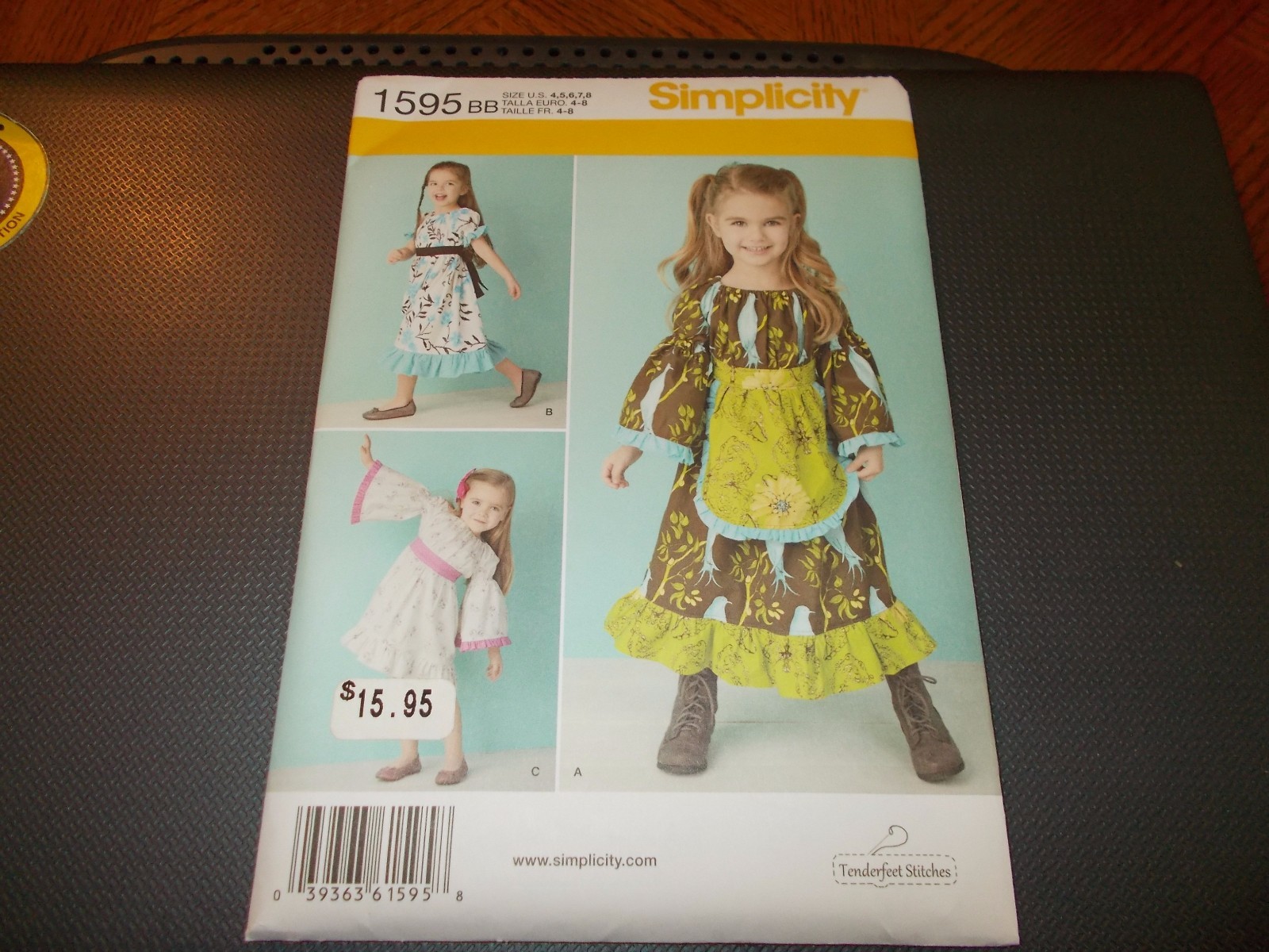 Simplicity Pattern 1595 Little Girls BOHO Dress in 2 Lengths w/Ruffle/Apron Opts