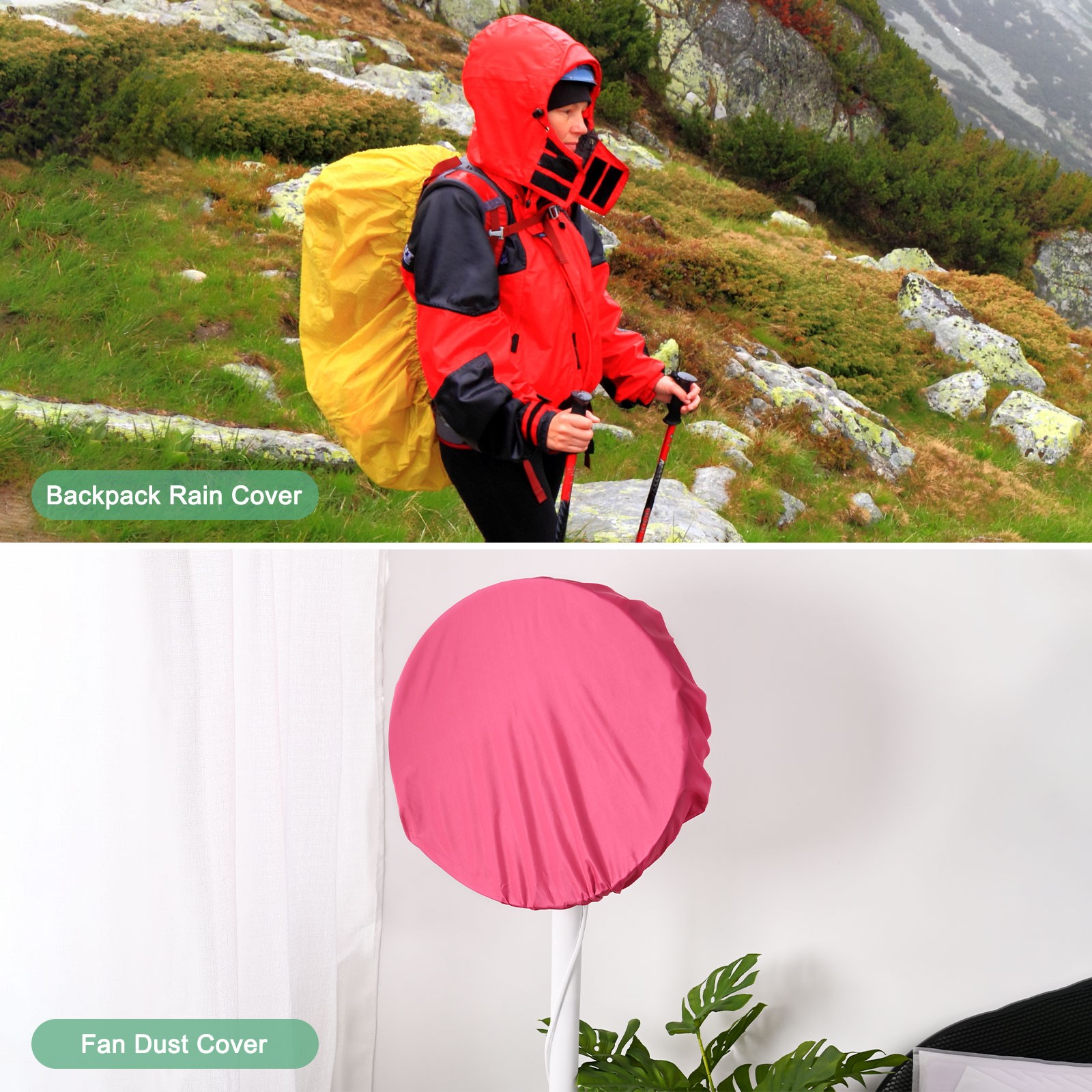 55L-65L Backpack Rain Cover with A Vertical Reflective Strap [Silver]