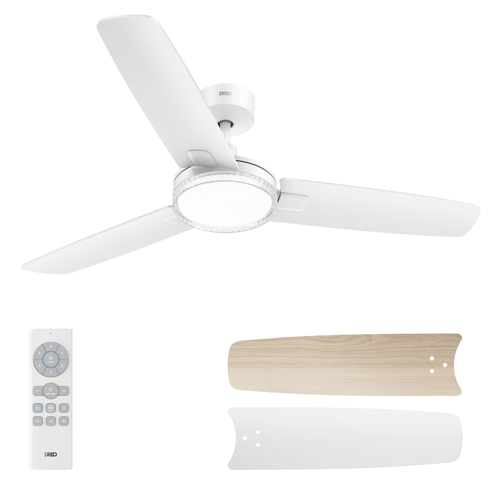 DREO Bedroom Ceiling Fan with Lights, Quiet DC Motor, 22db,QuickInstall, Powe...