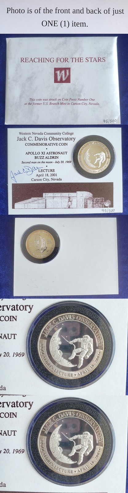 2001 Carson City Apollo XI Astronaut Medallion 1 Oz .999 Silver Round #95 Of 500