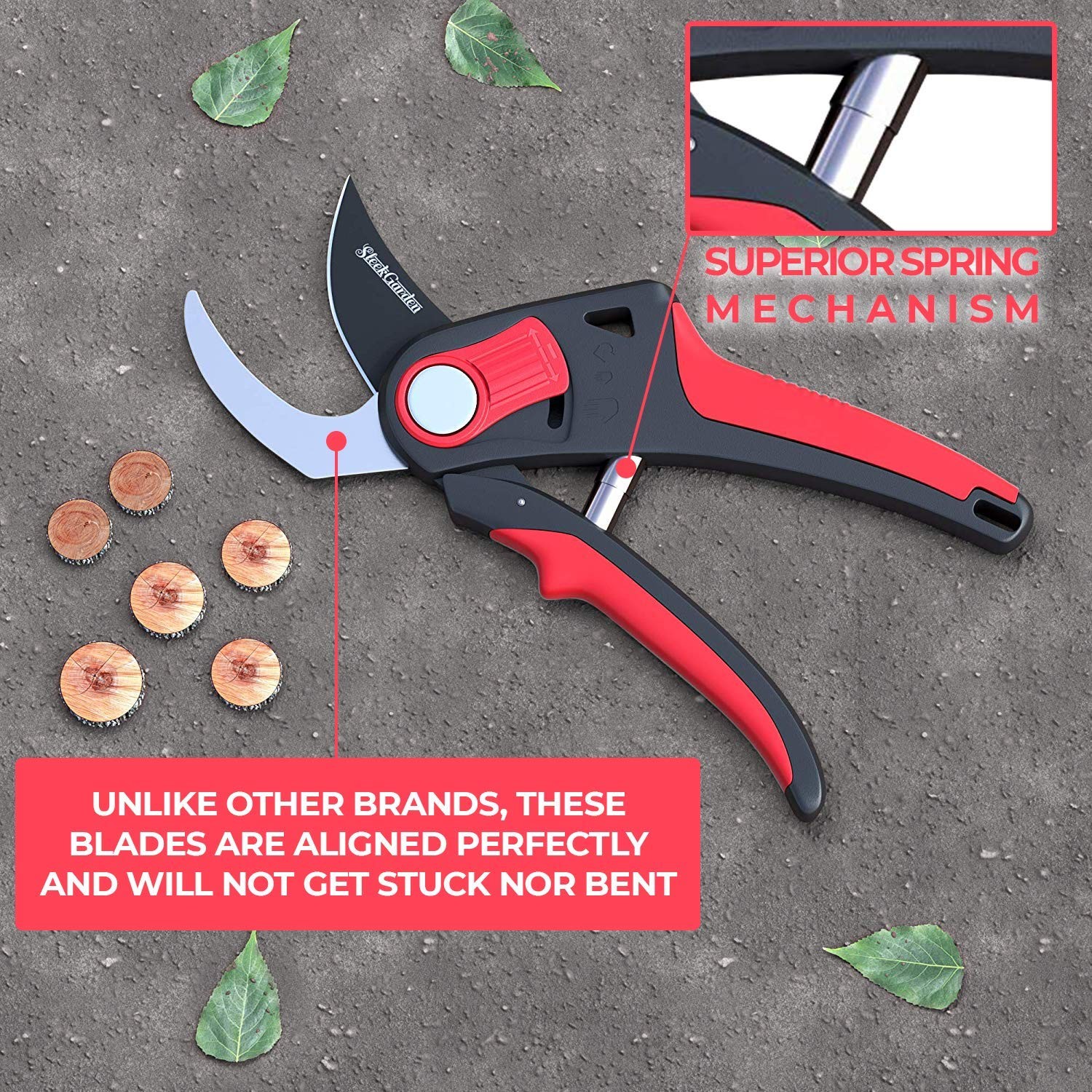 Sleek Garden Hand Pruner Professional Sharp Bypass EZ-Cut Green