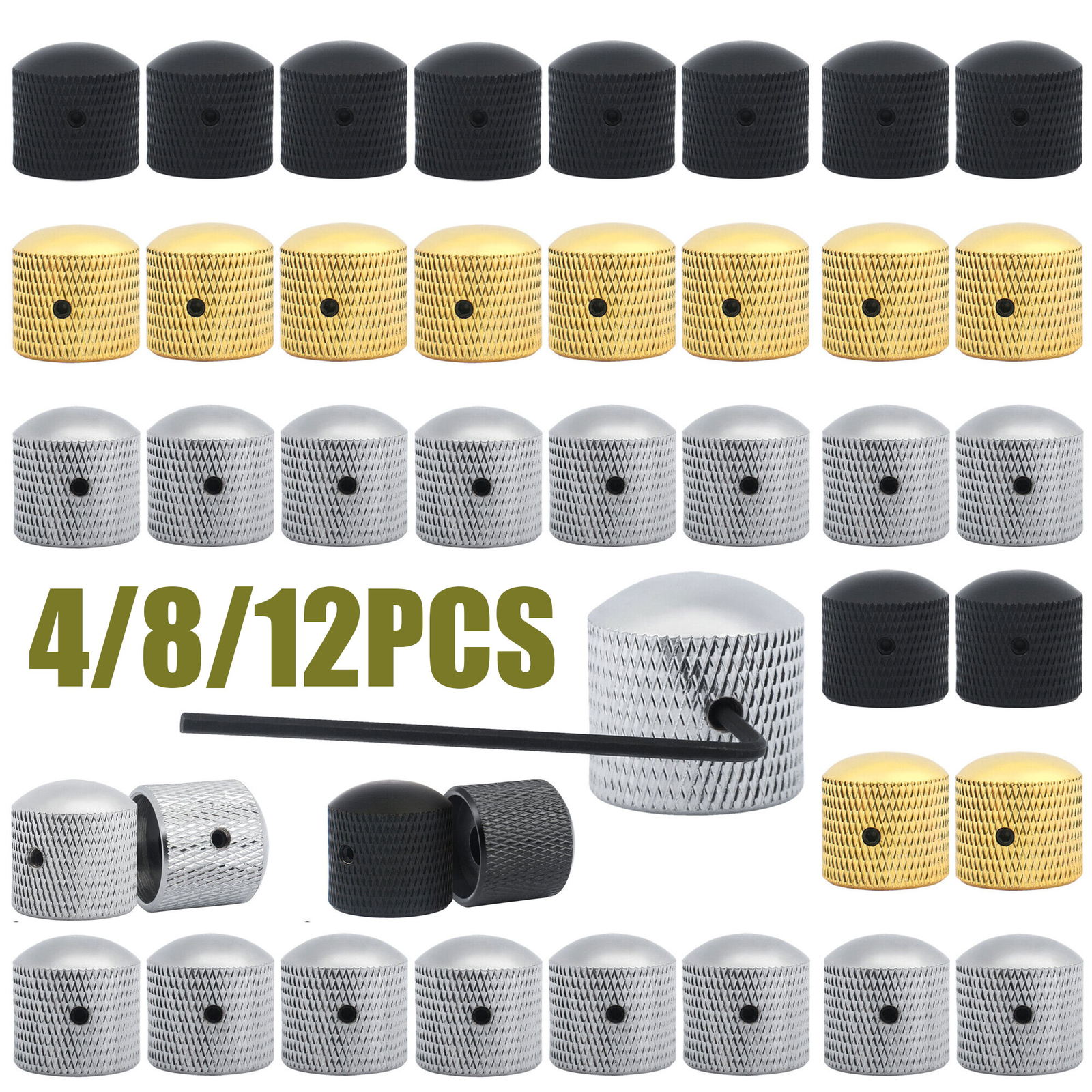 4/8/12PCS Dome Knob Volume Tone Control Knobs with Inner Hexagon Spanner Guitar