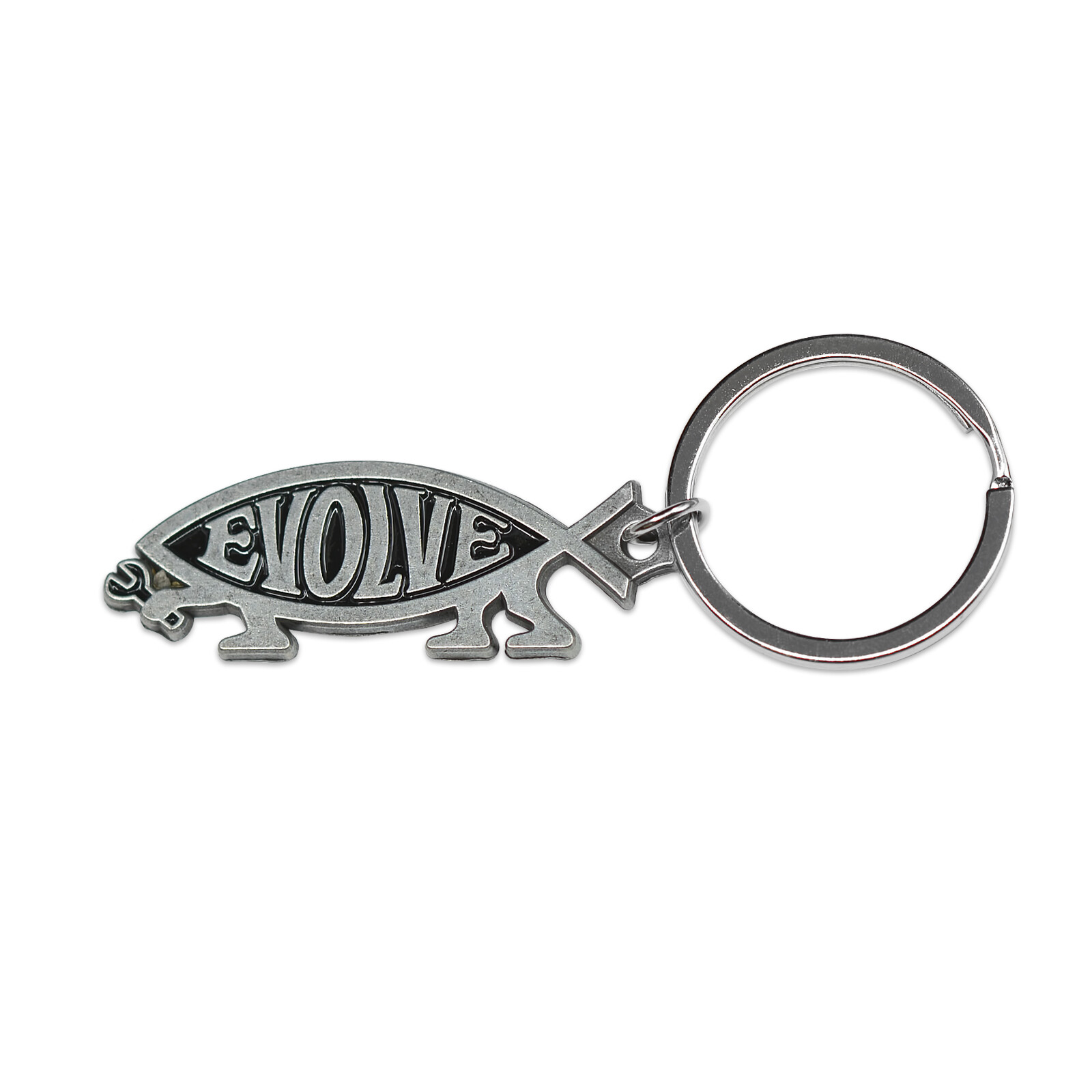 EvolveFish Key Chain - [Silver][2'' Wide]