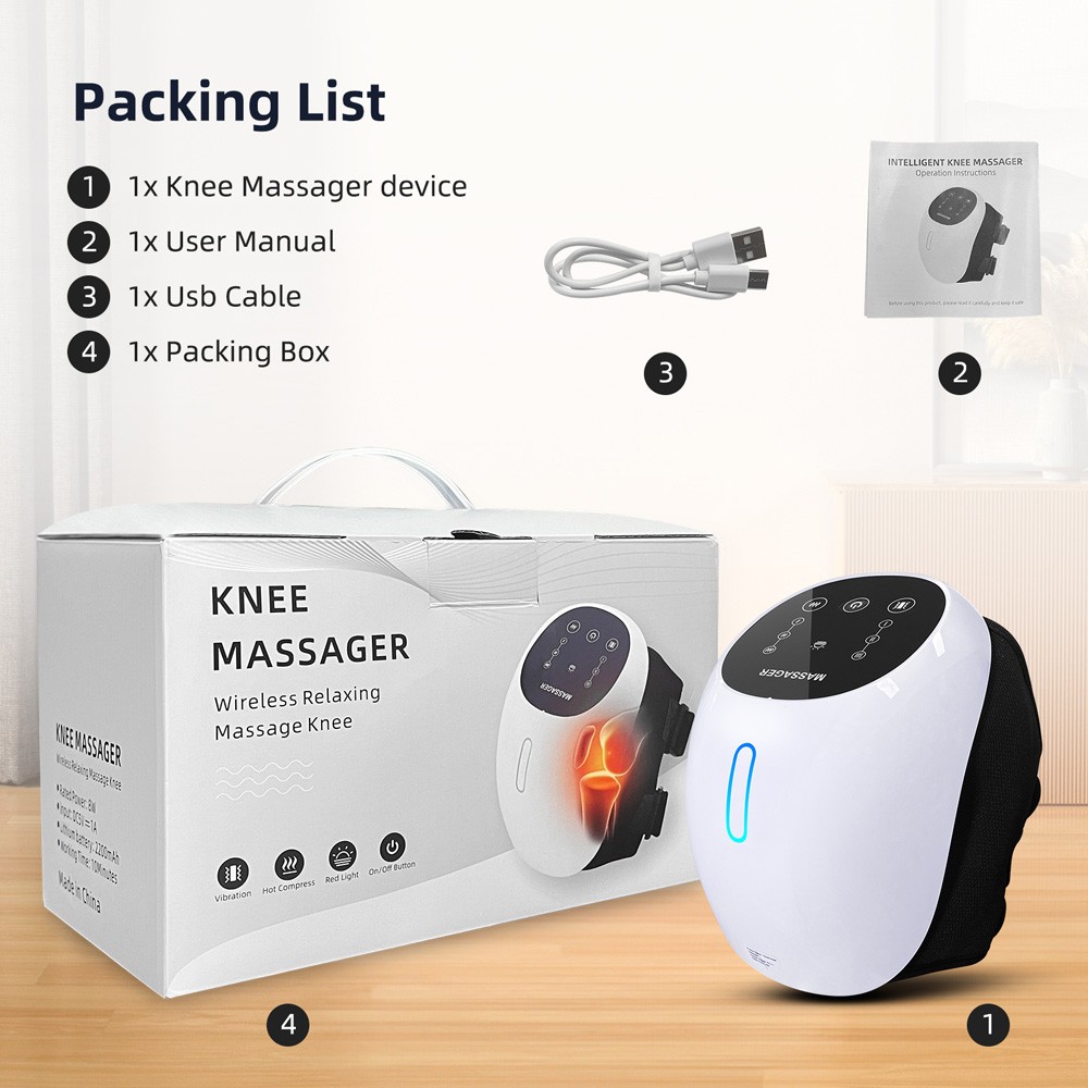 Wireless Knee Wrap Massager Red Light Therapy Multiple Mode for Stiffness Relief