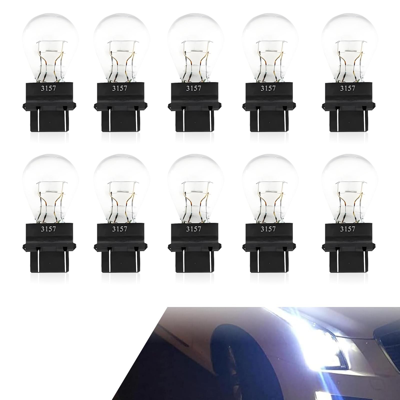 10 PCS Turn Signal Bulb, 3157 Mini Bulb, 12 V 21/5 W Automobile Lighting Repl...