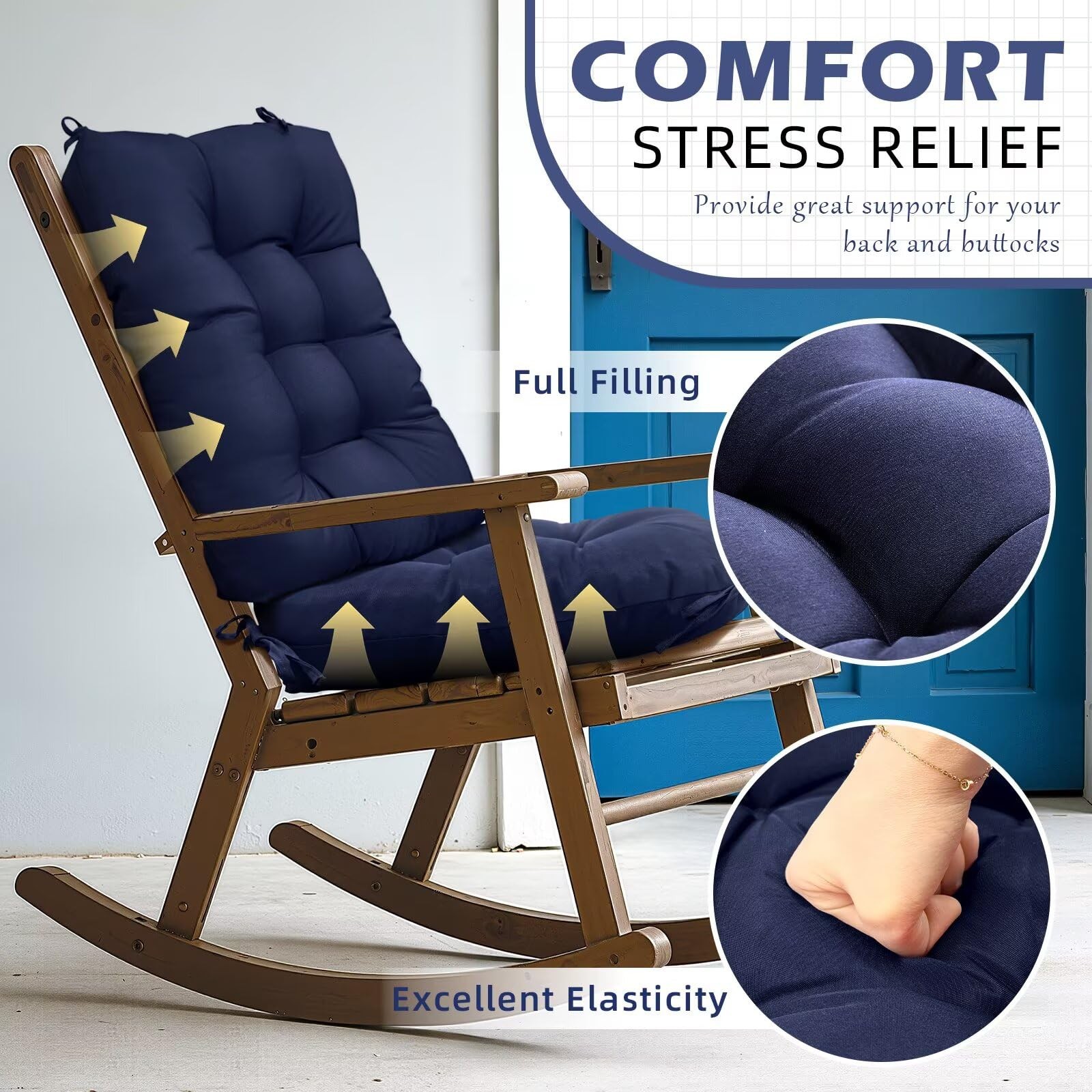 TESICA Waterproof Wicker Chair Cushion U-Shape Seat Cushion Set of 1 Patio Fu...