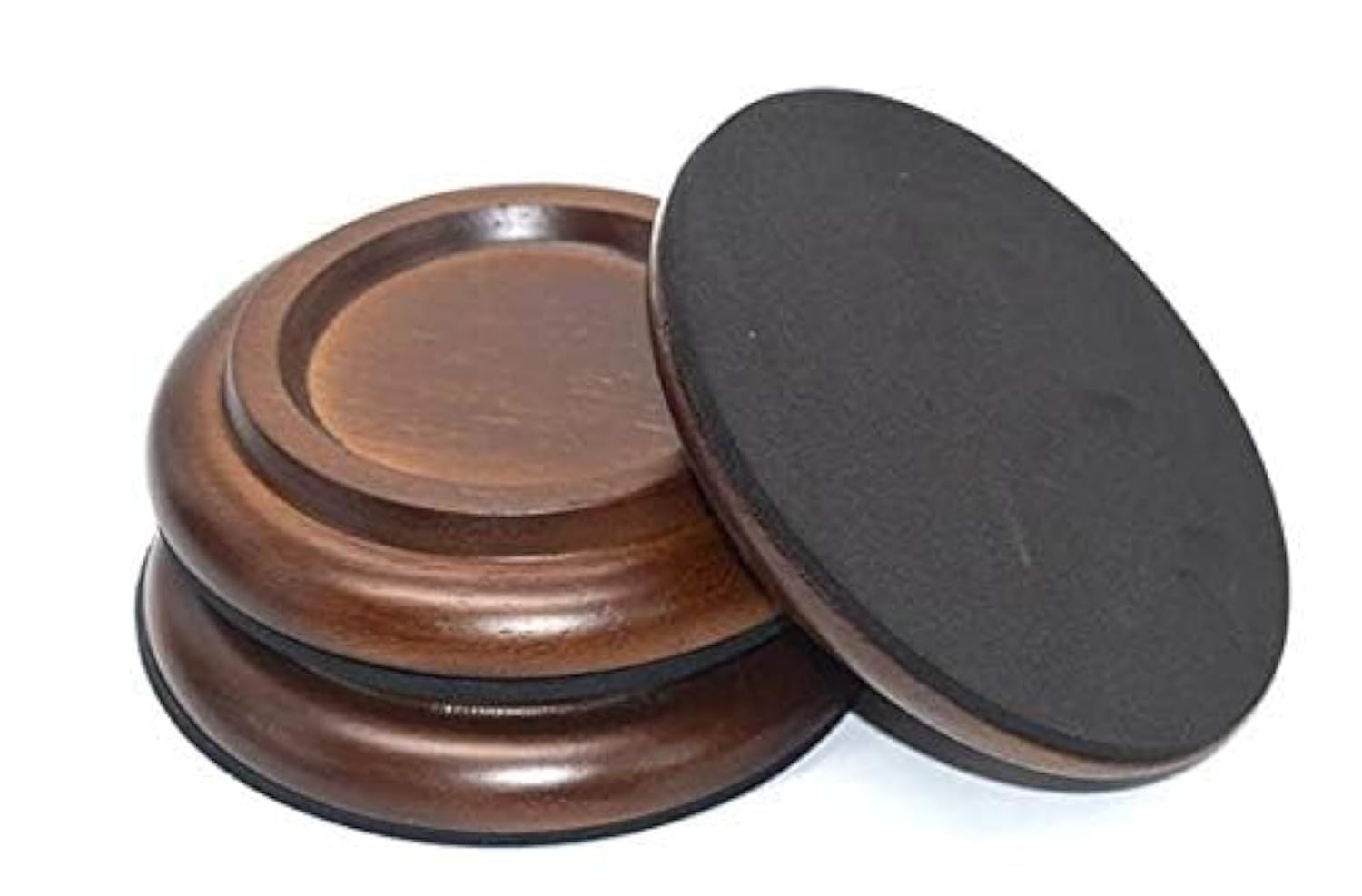 FameFame 3~Pack Hardwood Piano Caster Cups, Non~Slip Floor Protectors, Brown