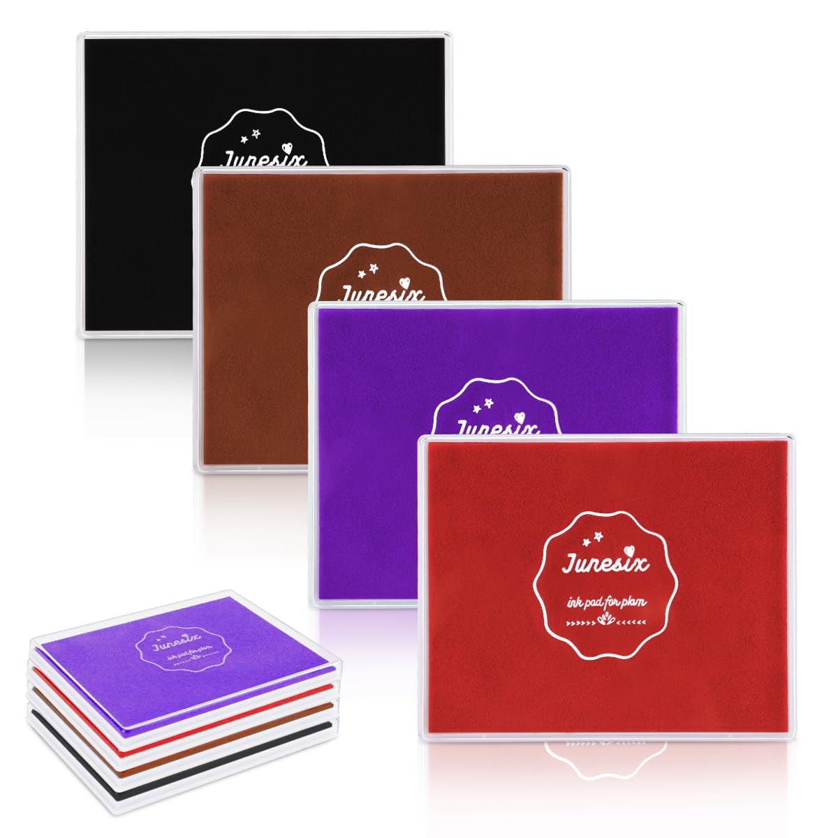 IBEQUEM 4Pcs Large Ink Pad for Rubber Stamps,5X4 inch Craft Ink Pads Stamp Pa...