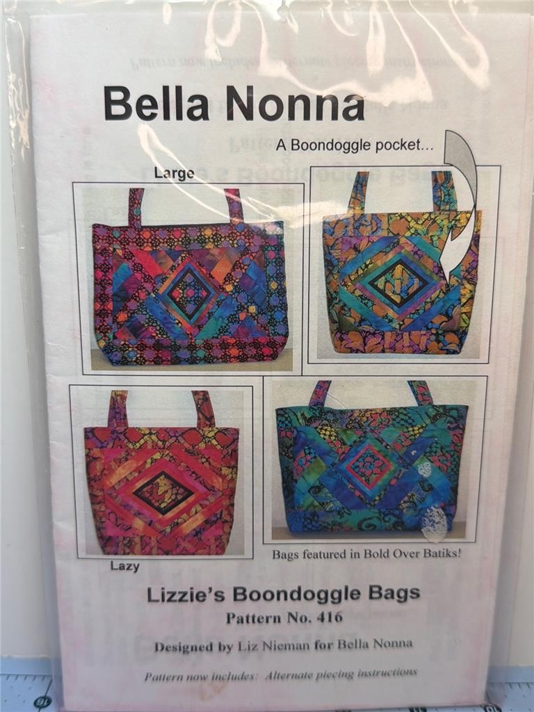 LIZZIE'S BOONDOGGLE BAGS - Bag Pattern - BELLA NONA - Lazy Diamond & Large Boon
