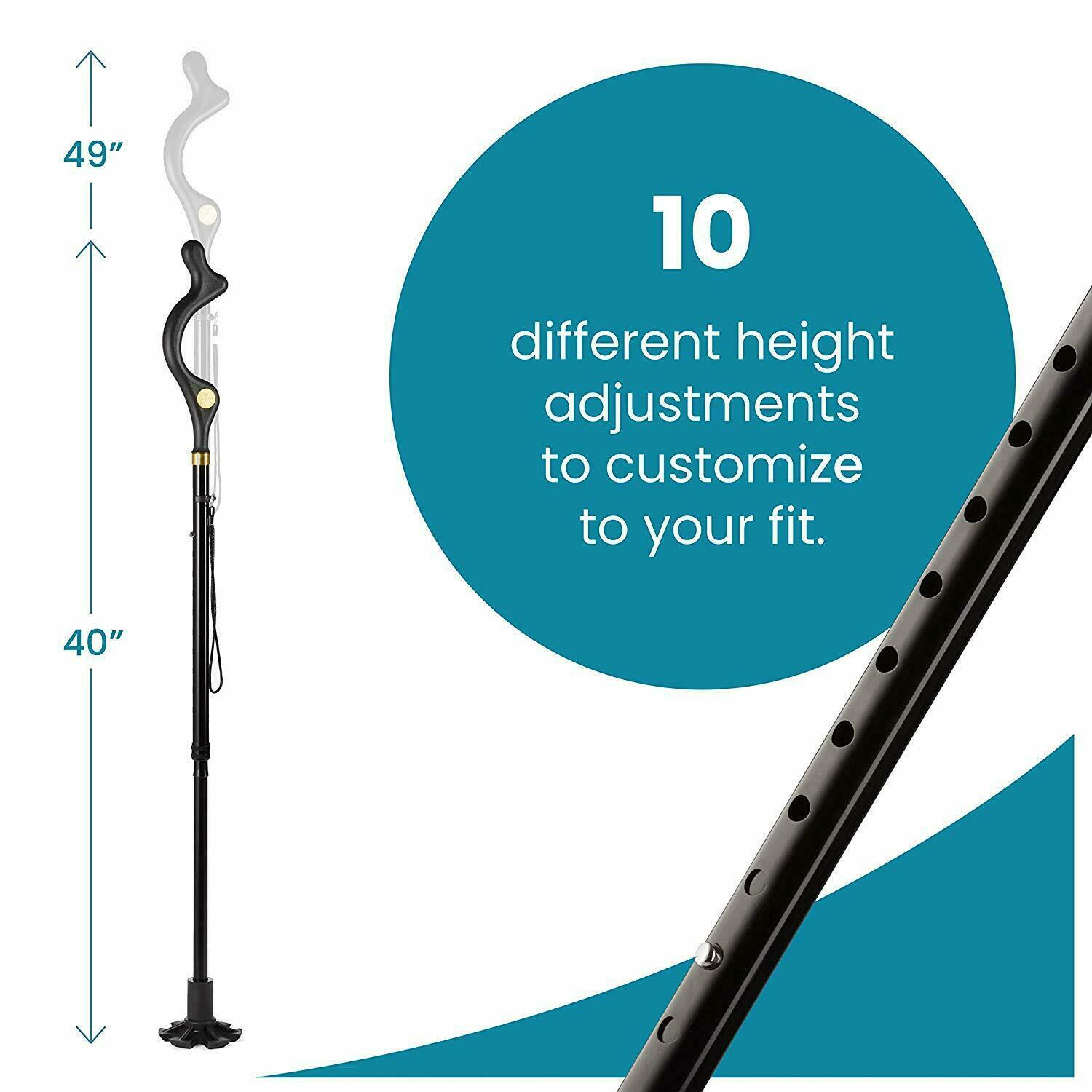 10 Levels Adjustable Collapsible Posture Correcting Cane Foldable Walking Cane