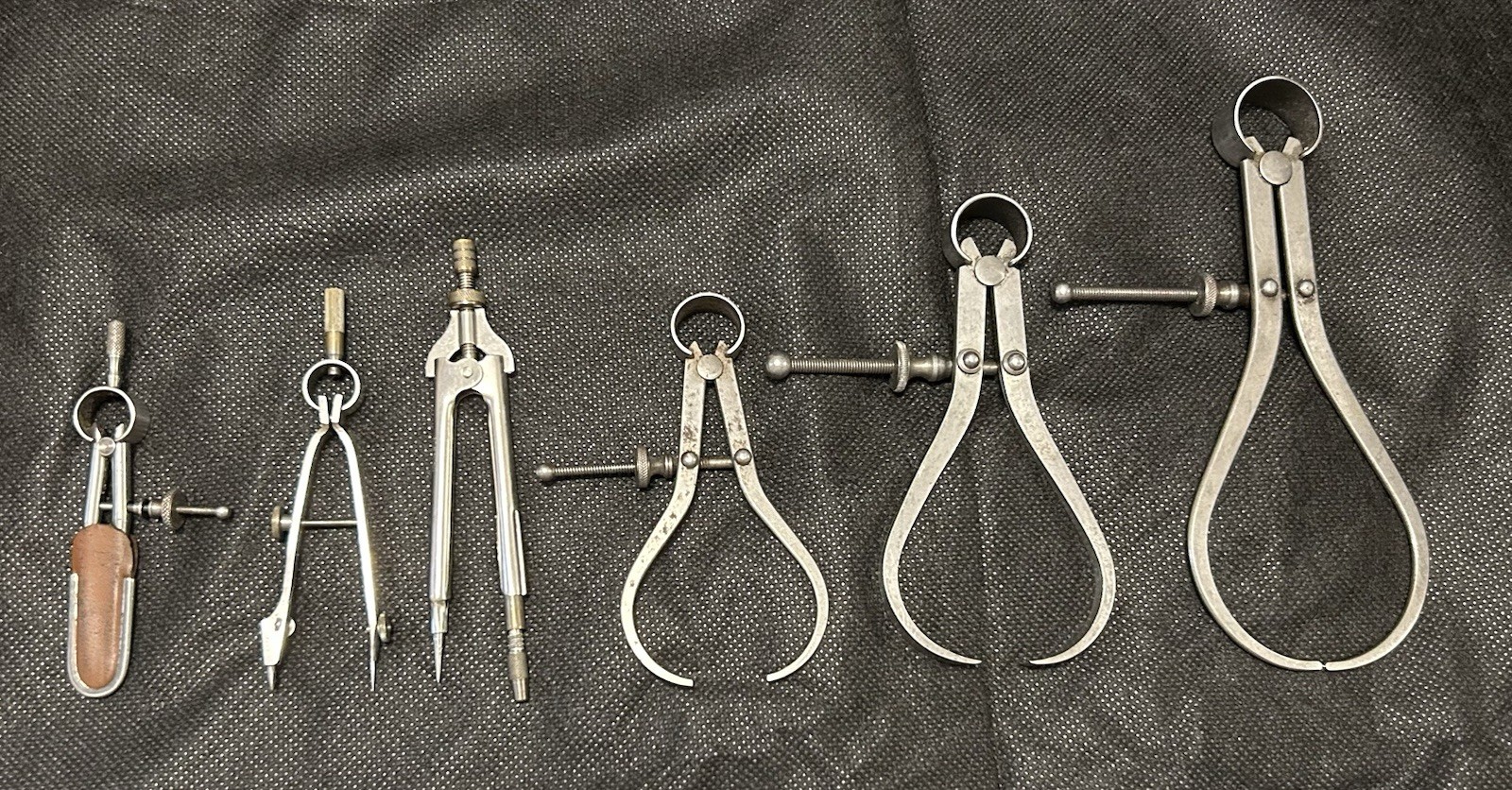 Vintage Machinist Dividers Calipers Lot Starrett, Butler, L.S.S, Sawyer Lot Of 6