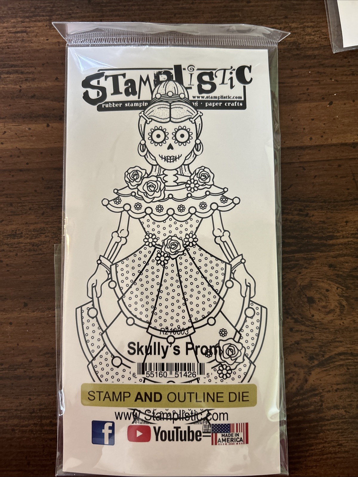 Stamplistic Outline Die Rubber Stamp SKULLY’S PROM Skull Monster Halloween NEW