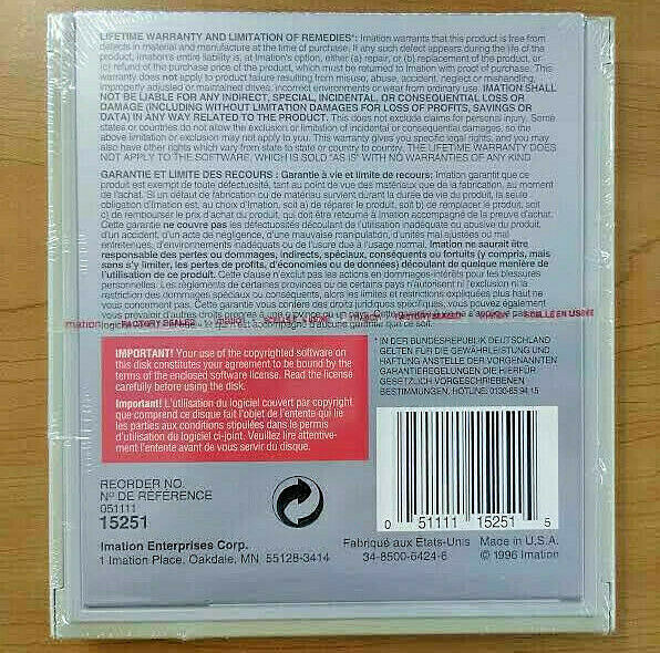 Imation Rewritable Optical Disk, Macintosh Format, 51/4" (130mm) 650 MB