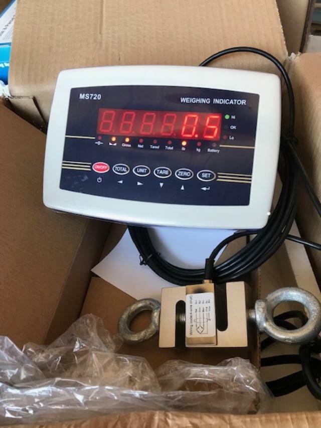 2000 LB CALIBRATED S-TYPE LOAD CELL INDICATOR CRANE SCALE TENSION/ COMPRESSION