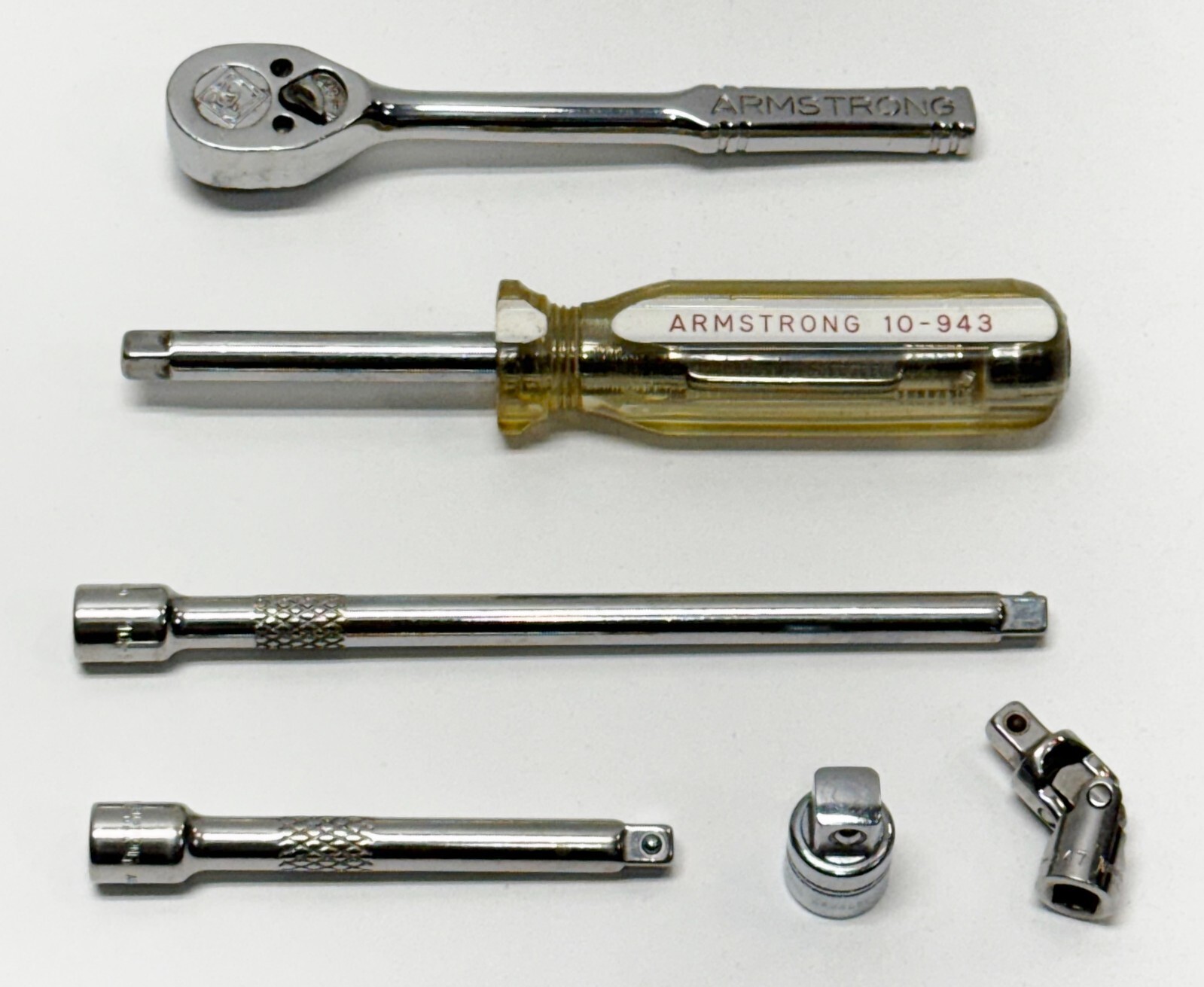Armstrong 10-903 10-943  1/4" Drive Ratchet Wrench Set w/ Handle & Extensions