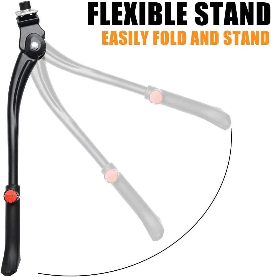 Adjustable Aluminum Bicycle Kickstand for 24" to 29" Bikes - Durable Black Stand