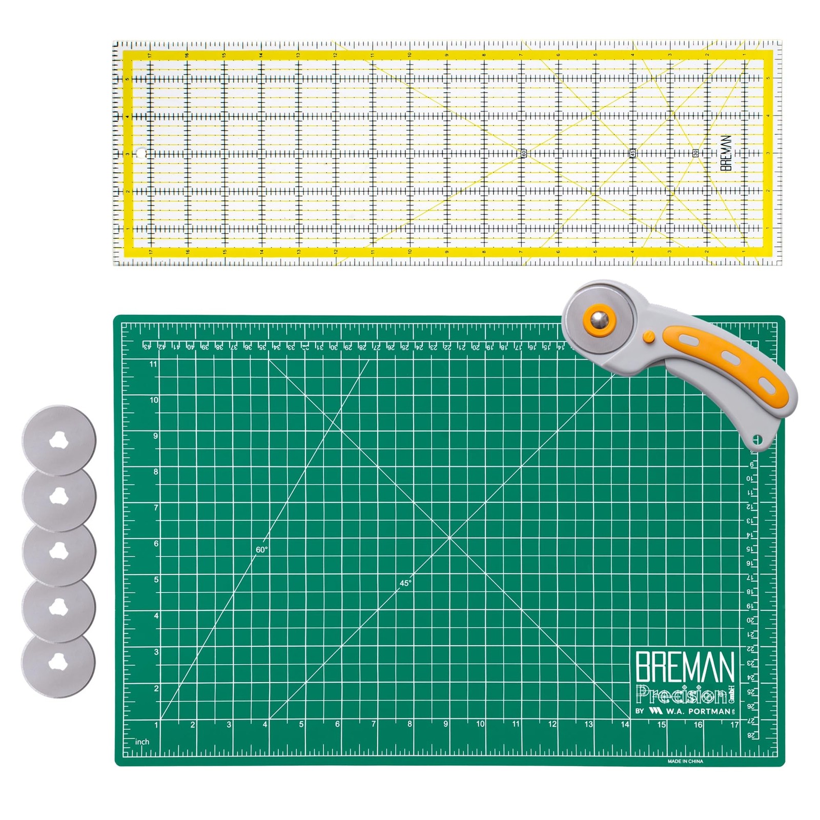 WA Portman Self Healing Cutting Mat & Rotary Cutter Set 45mm Rotary Cutter fo...