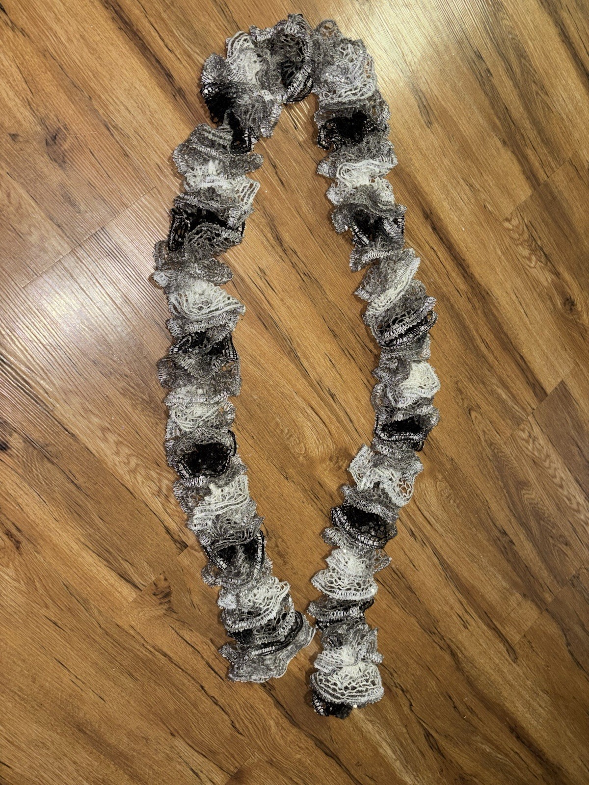 Gothic Lace Ruffle Scarf Black White Victorian Steampunk Layered 73