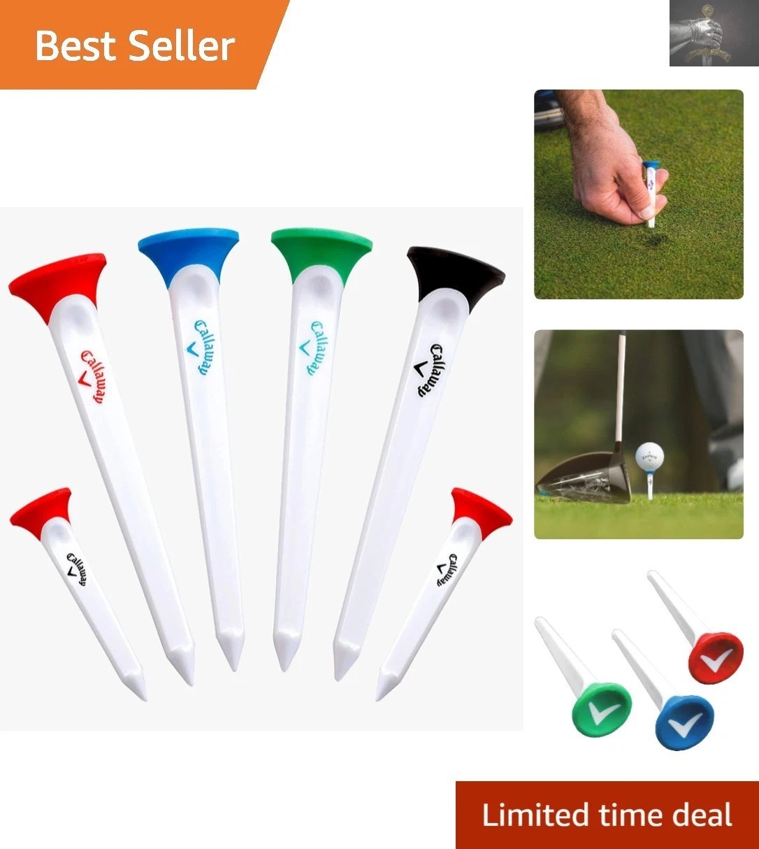 Golf Tees Set of 6: Sturdy Construction & Easy Insertion for Optimal Play