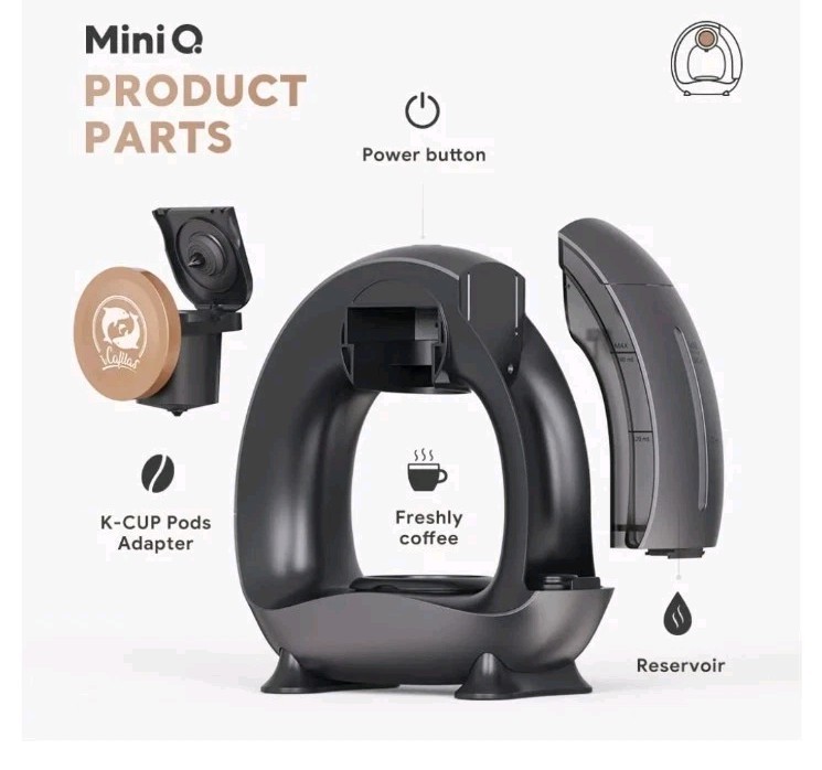 MINI-Q Single Serve Ground Coffee Maker Auto Shut-Off Quiet Operation No Box