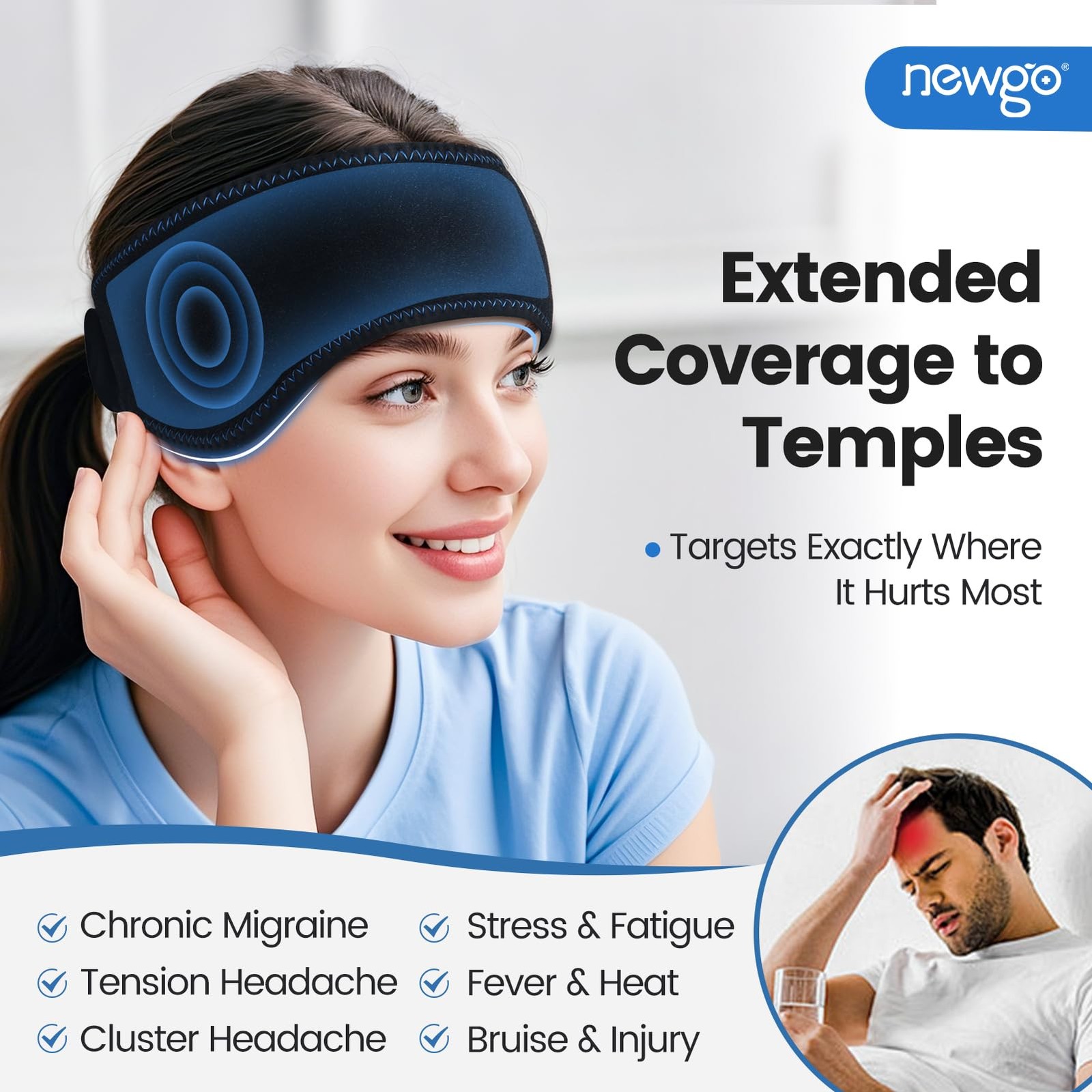 Headache Ice Pack Head Wrap FSA Eligible Cold Pack Ice Therapy Relief Tension