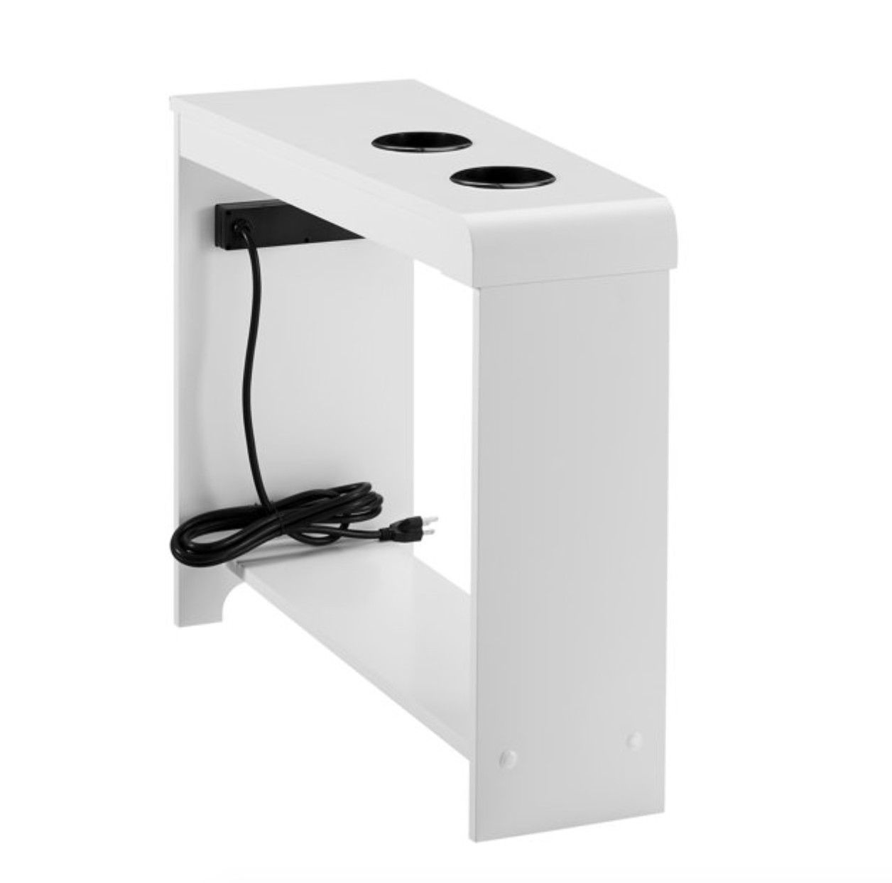 Naomi Home Jade Chairside Table With USB Ports & Outlets White
