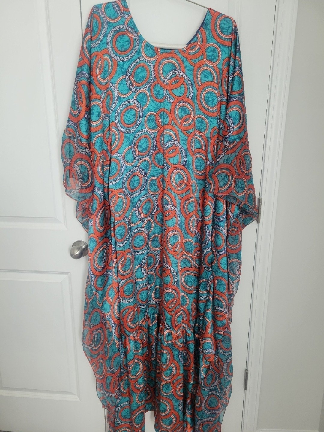 Silk Kaftan Ankara Inspired Boubou Dress With Matching Scarf