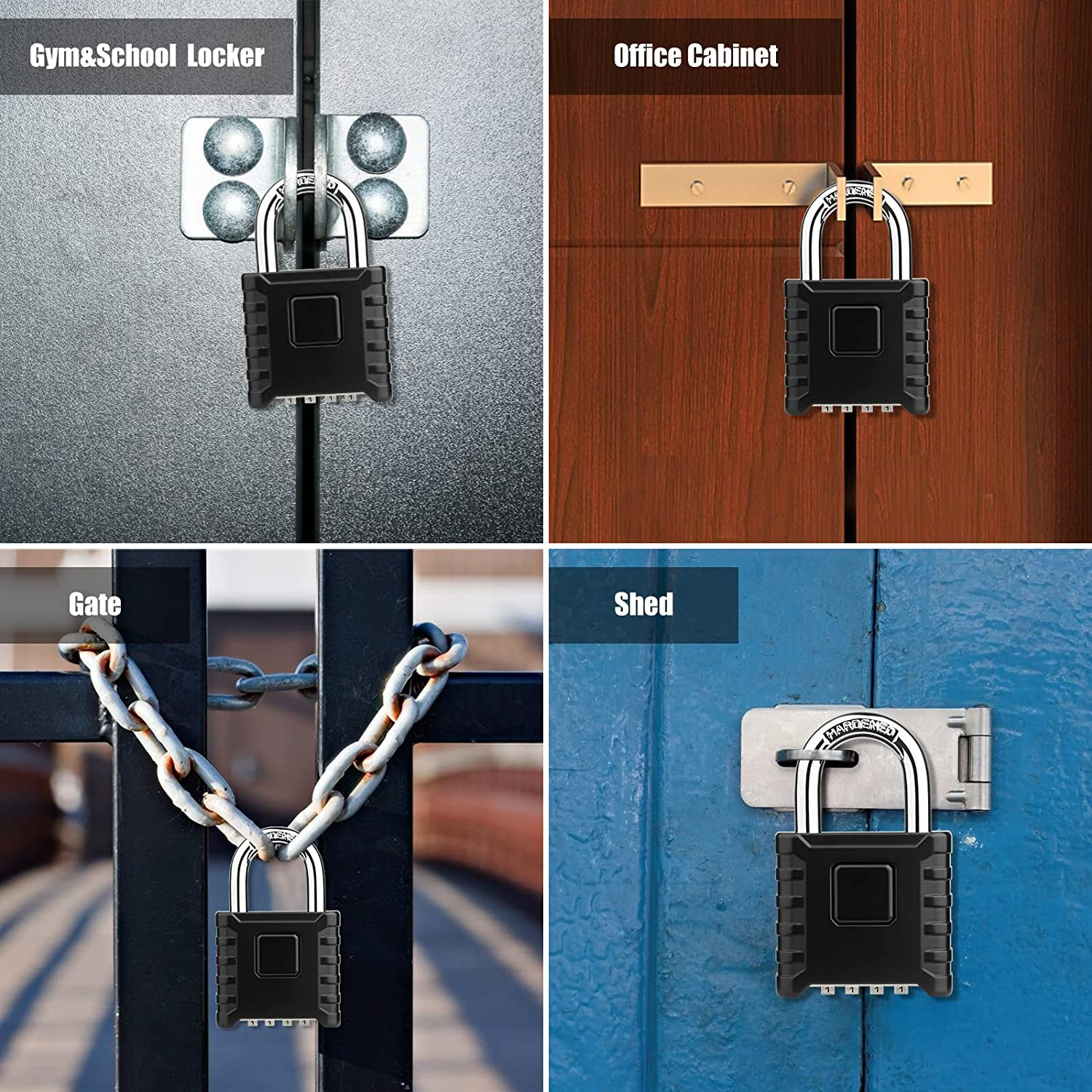 Heavy Duty Combination Padlock, Large Outdoor Padlock [One-Touch Unlocking] H...