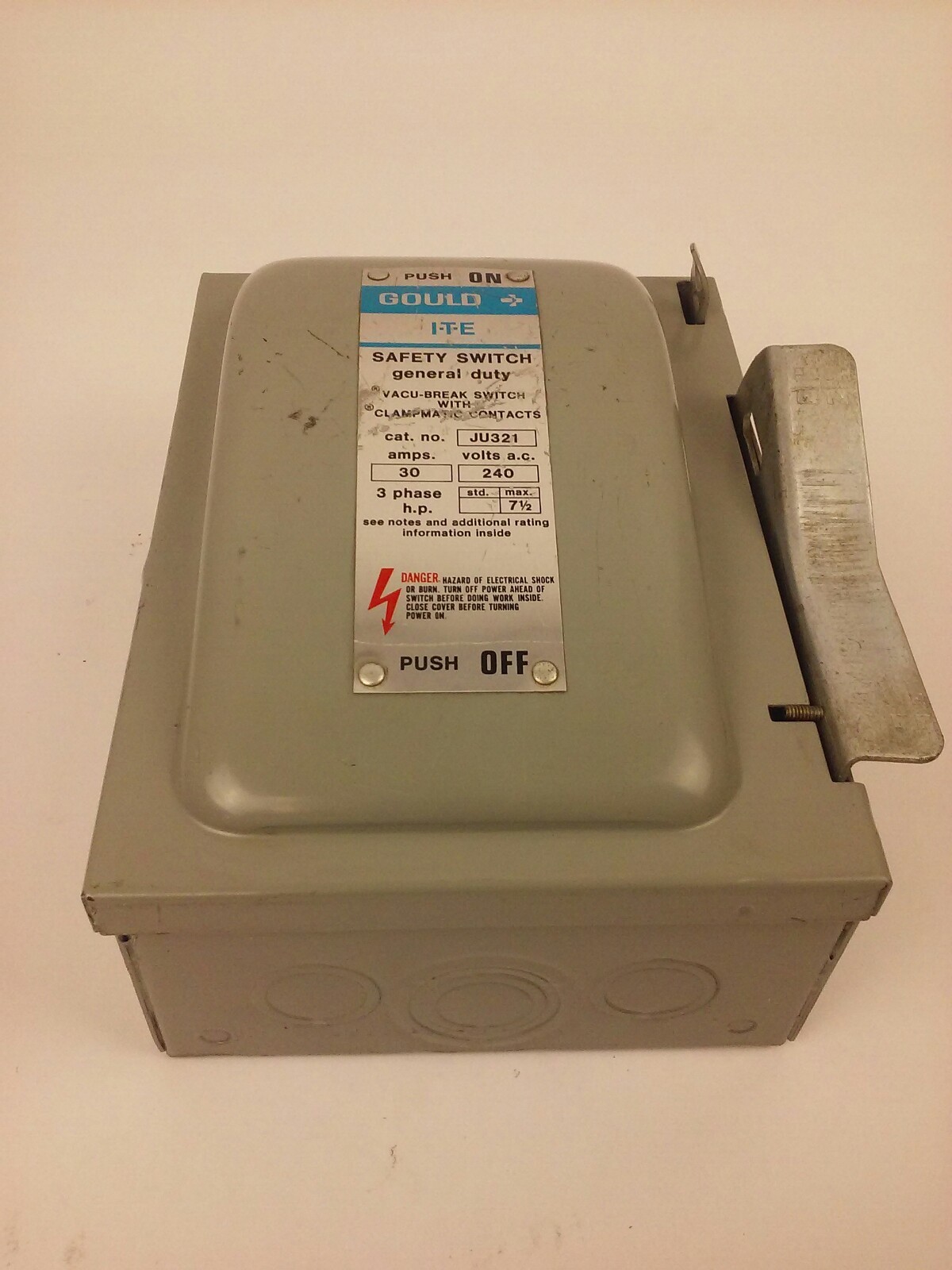 GOULD I-T-E, JU321, 30A, 240VAC/250VDC, 7.5 MAX H.P., 3PH, NEW GOOD CONDITION