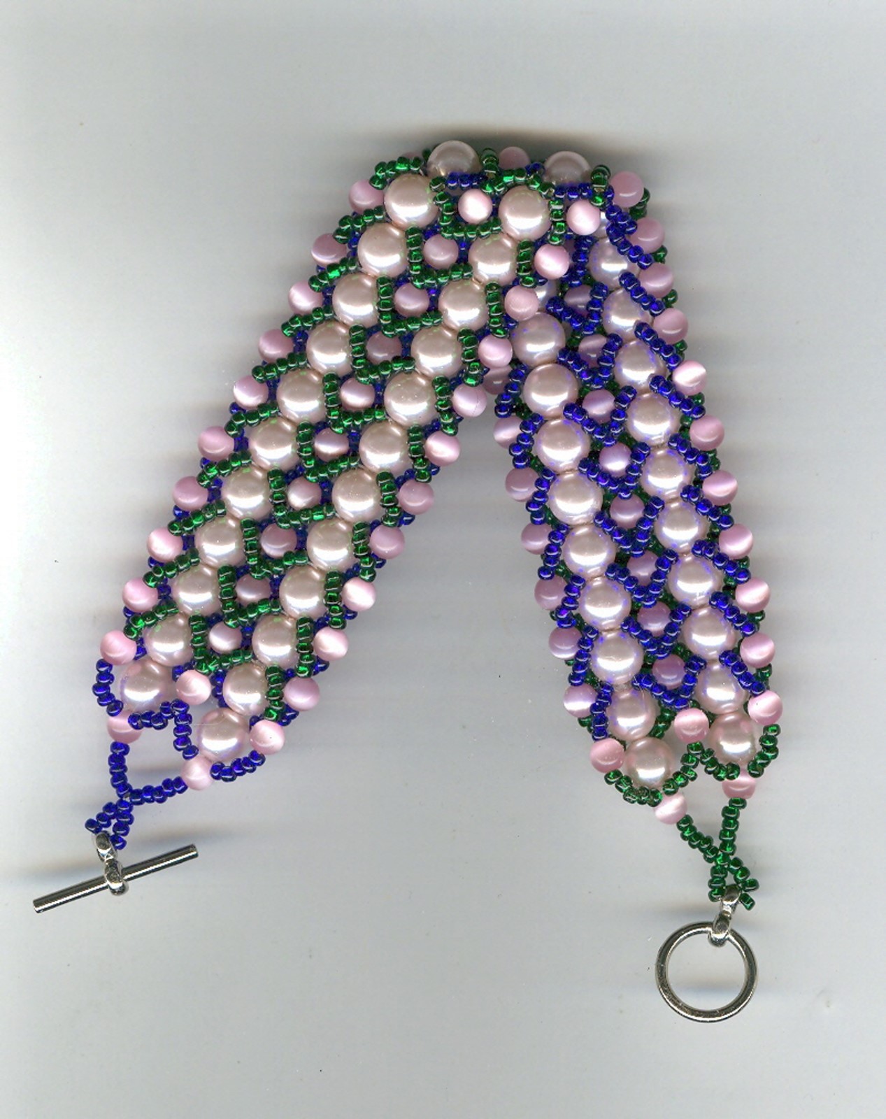 Green and Blue double sided braided beaded bracelet! Made in Montana!