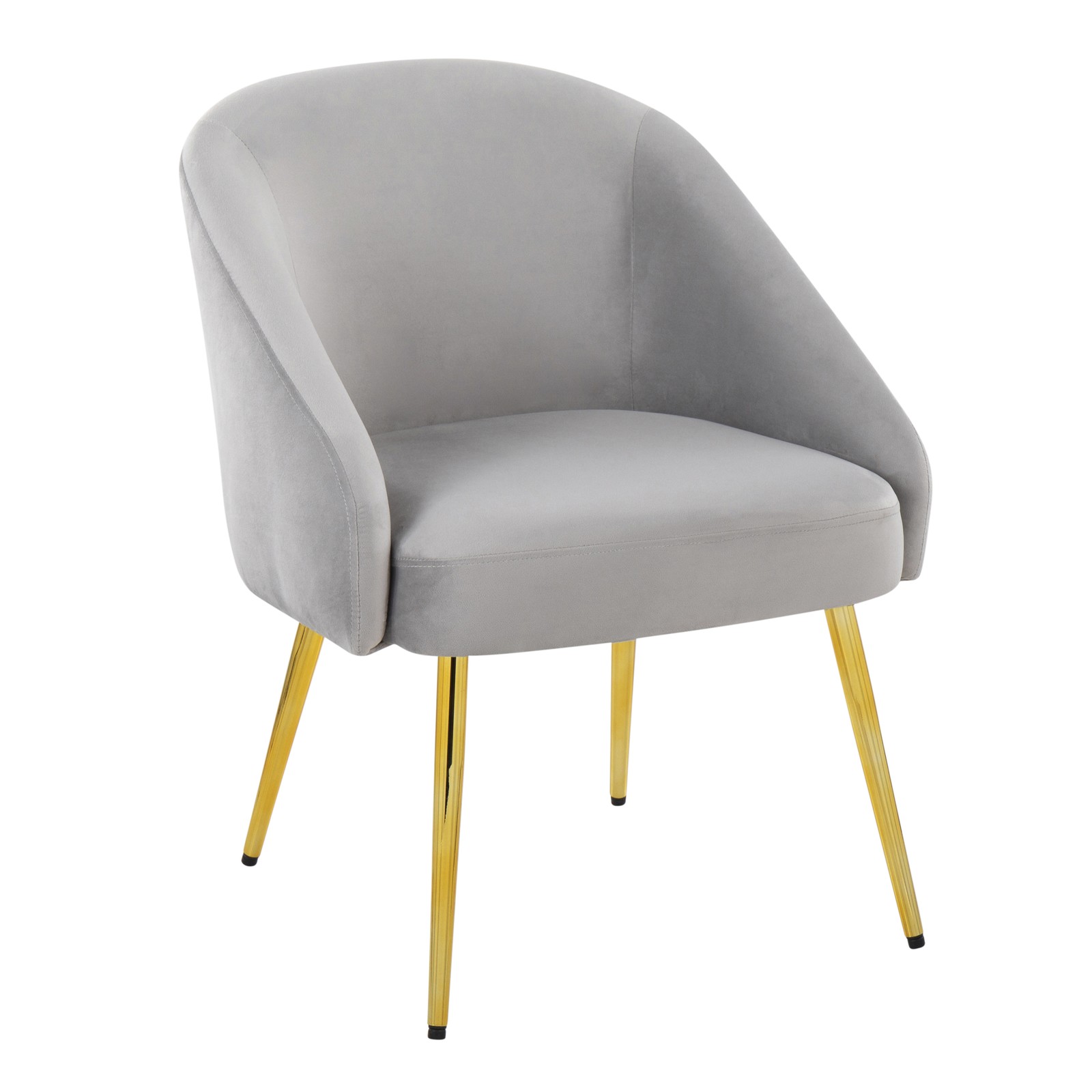 Shiraz Contemporary/Glam Chair in Gold Metal and Silver Velvet by