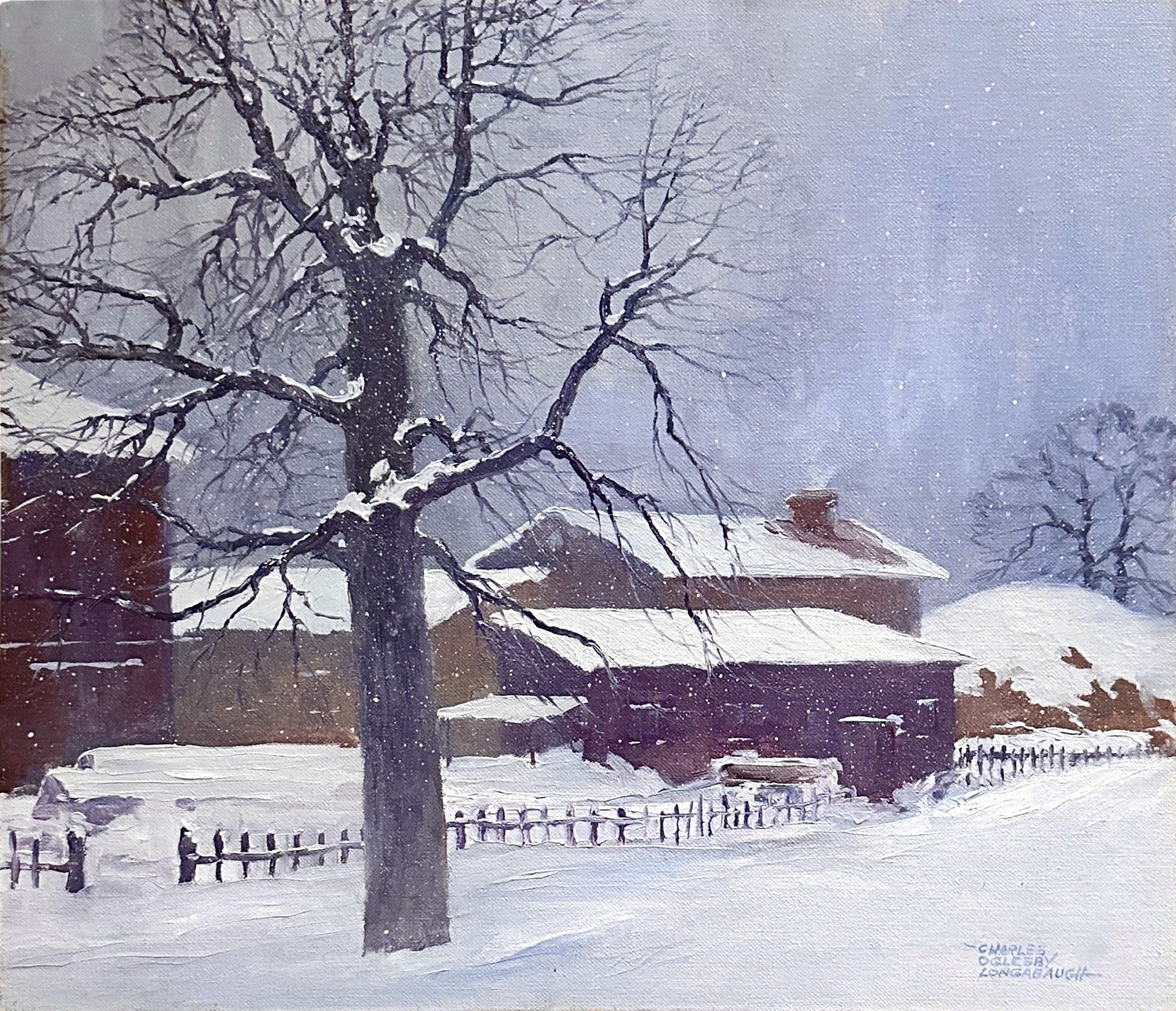 Charles Oglesby Longabaugh oil painting Winter on the Farm