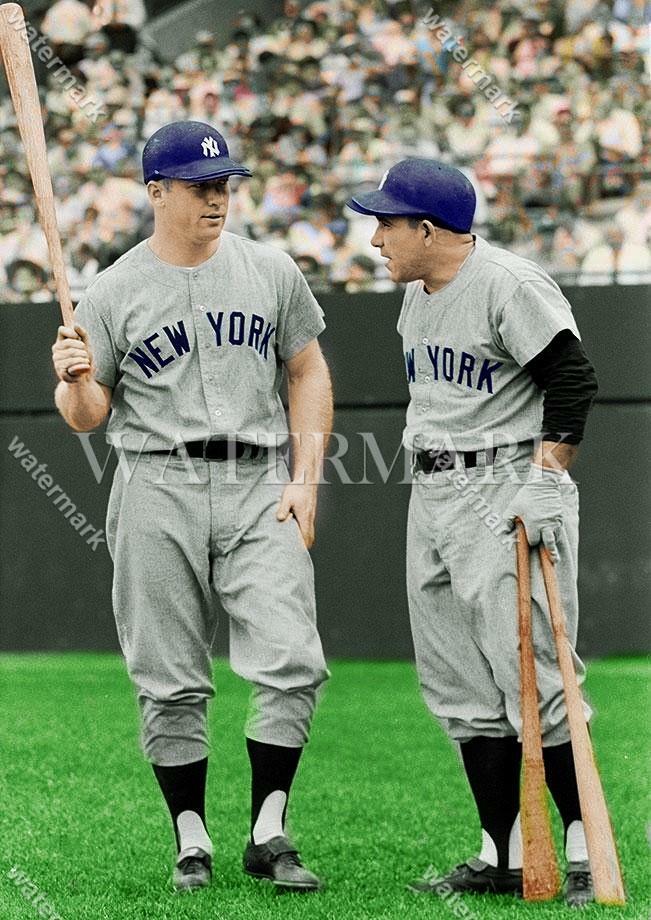BM62 Mickey Mantle & Yogi Berra Yankees 8x10 11x14 16x20 Colorized Photo