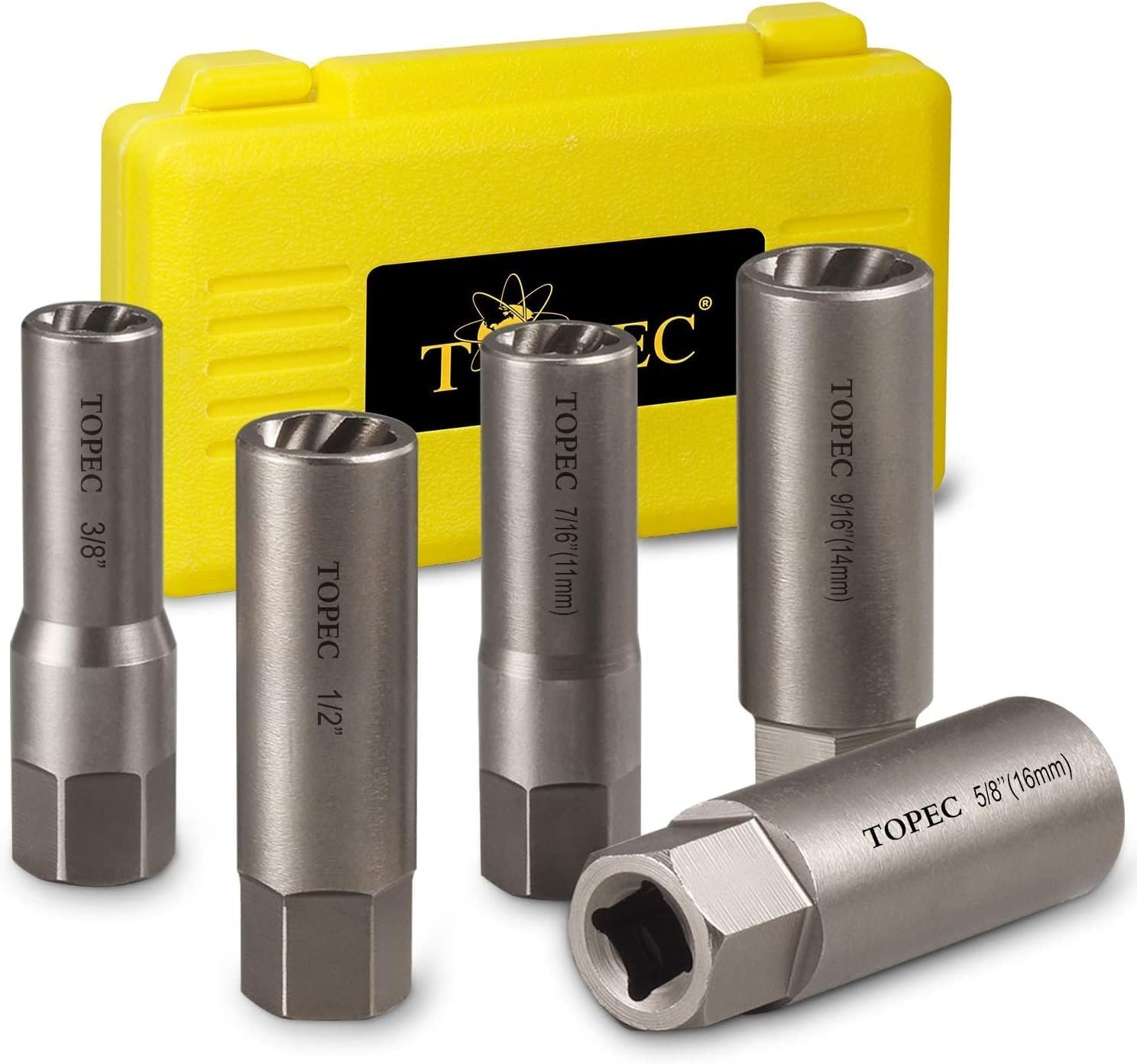 Topec 5-Piece Spiral Type Deep Extractor Set, Spark Plug One Size, 5pcs