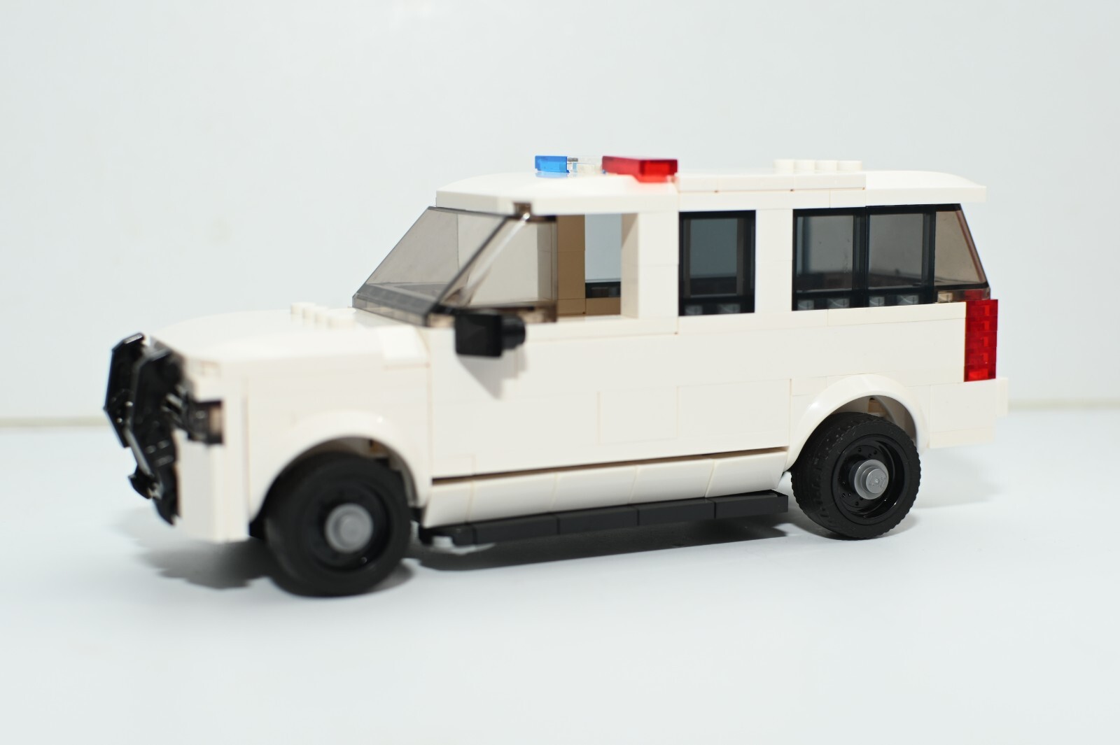 White Police Truck Suv Custom Model compatible and Built with LEGO® Bricks