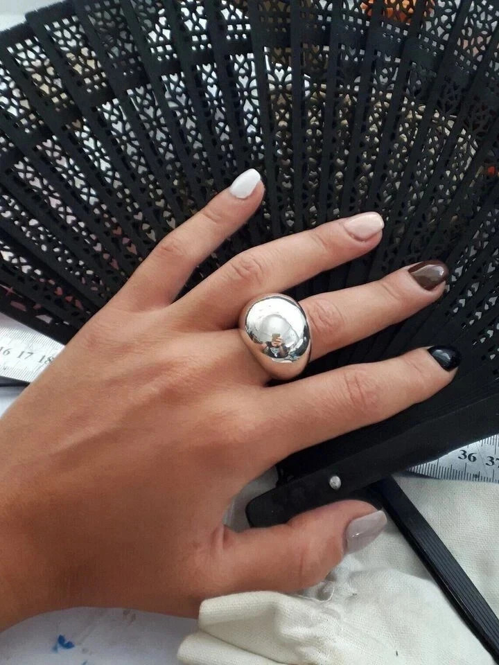 Chunky Dome Ring 925 Sterling Silver Wide Band Ring Women's Ring Handmade Ring