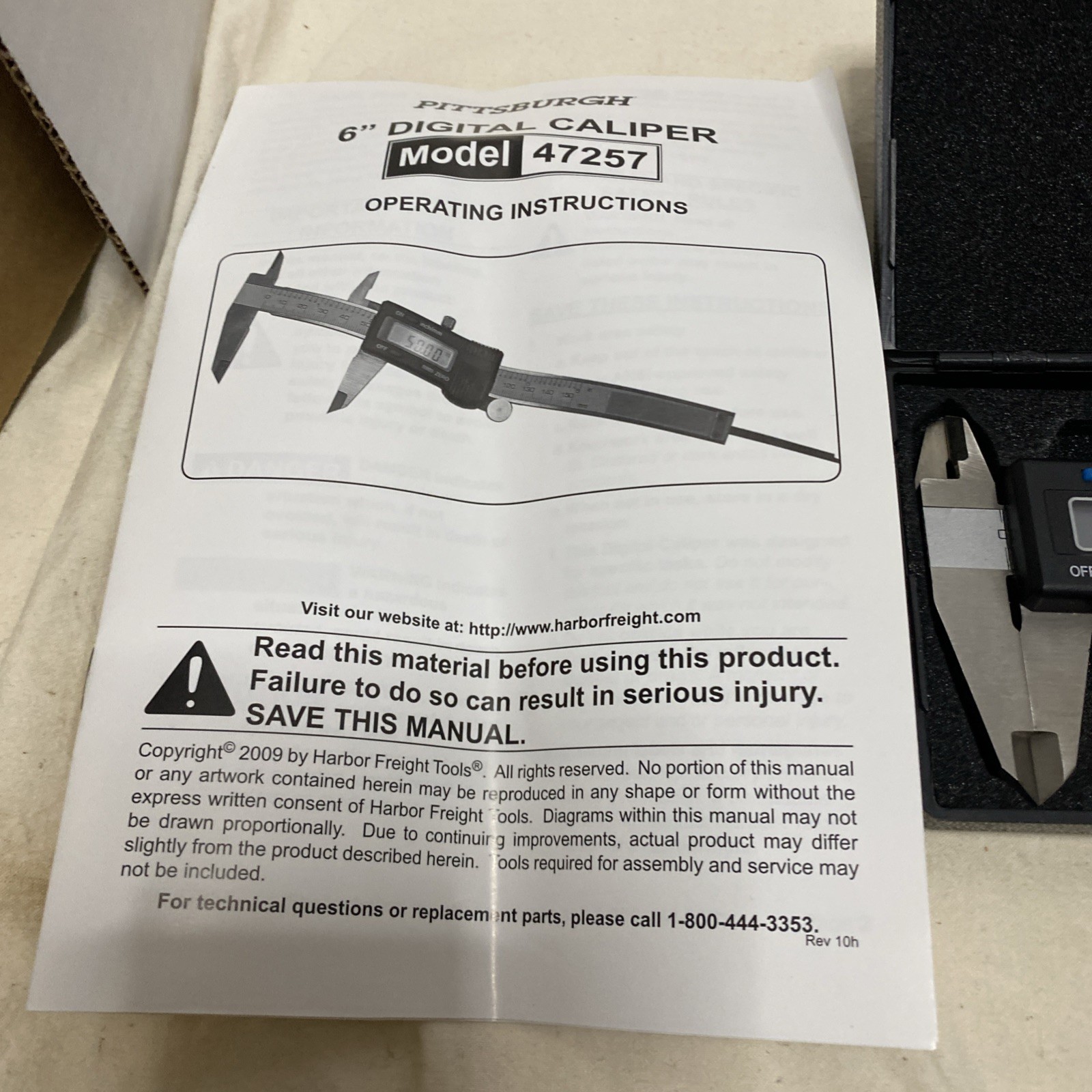 Pittsburgh 6" Digital Caliper. Model 47257