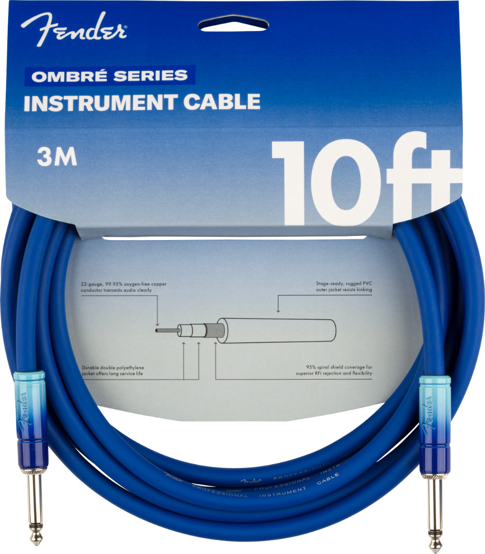 Genuine Fender 10 Foot Ombre Series Instrument Cable Belair Blue #0990810210