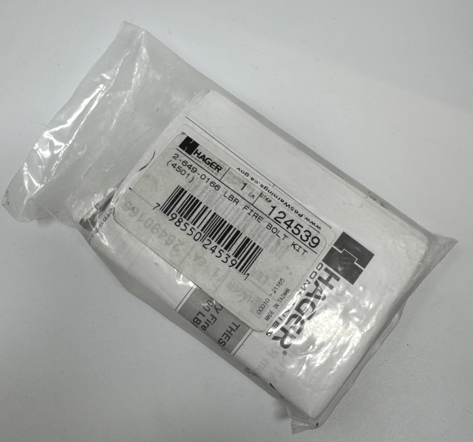 New In Package Hager 2-649-0166 LBR Fire Bolt Kit