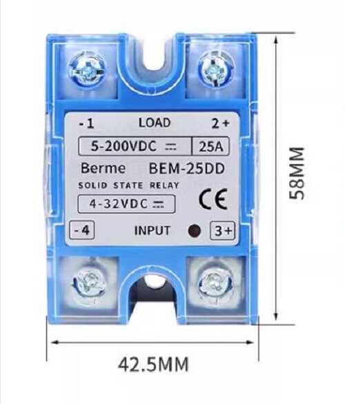 NJ STOCK  DC 4-32V to DC 5-200V Solid State Relays 25 Amp SSR Single-phase Blue