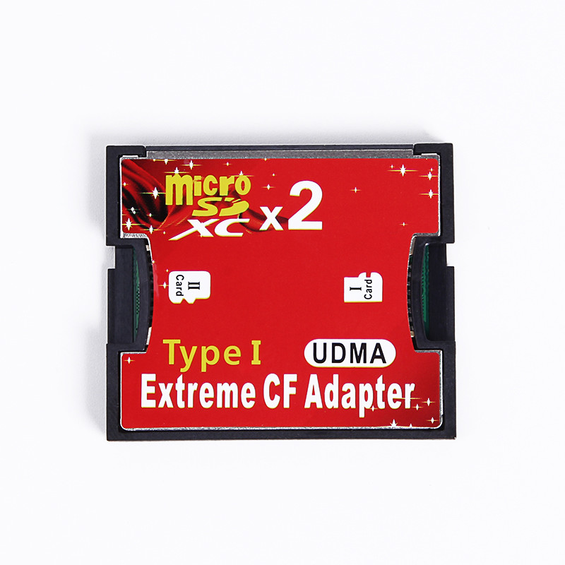 Dual 2 port Micro SD SDHC to Compact Flash CF 1 Type I Card Adapter Converter