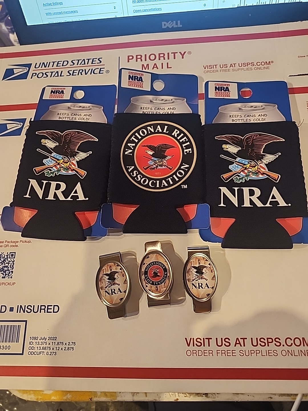 3-NRA Beer Coozies And 3 NRA Money Clips Mid America  Mfg New Nwt